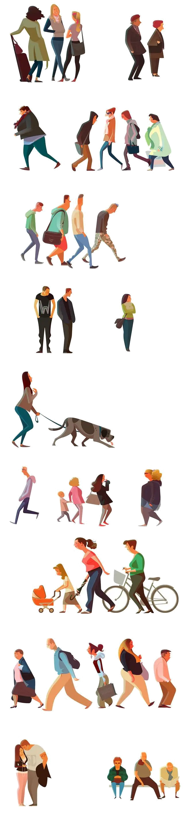 Illustration of People Walking