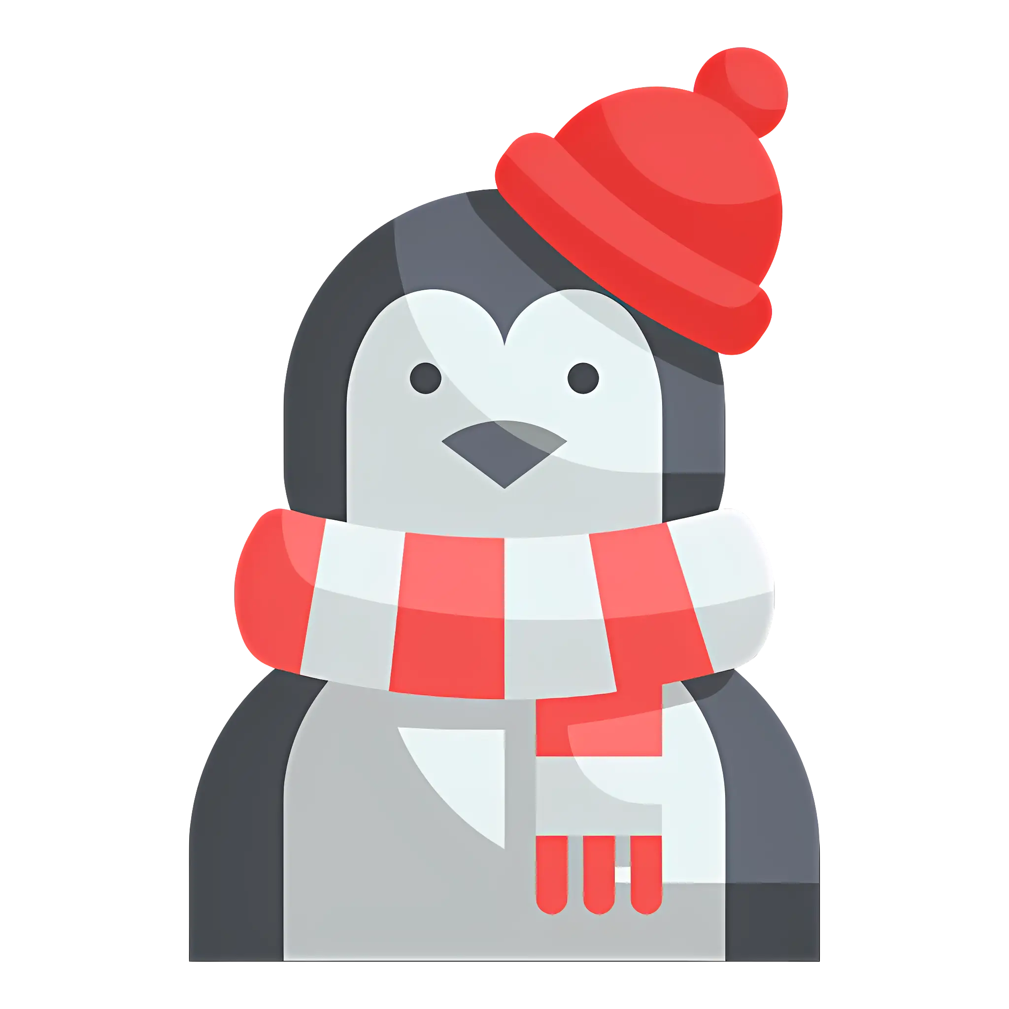 Penguin in Winter Hat and Scarf Illustration