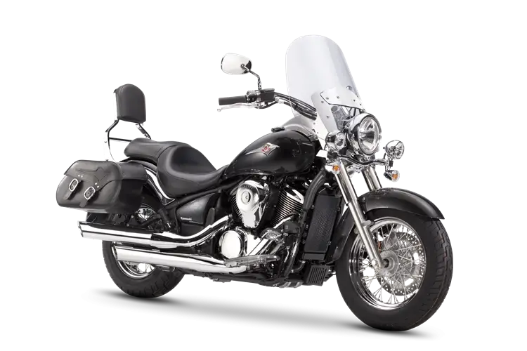 Black Cruiser Motorcycle with Windshield