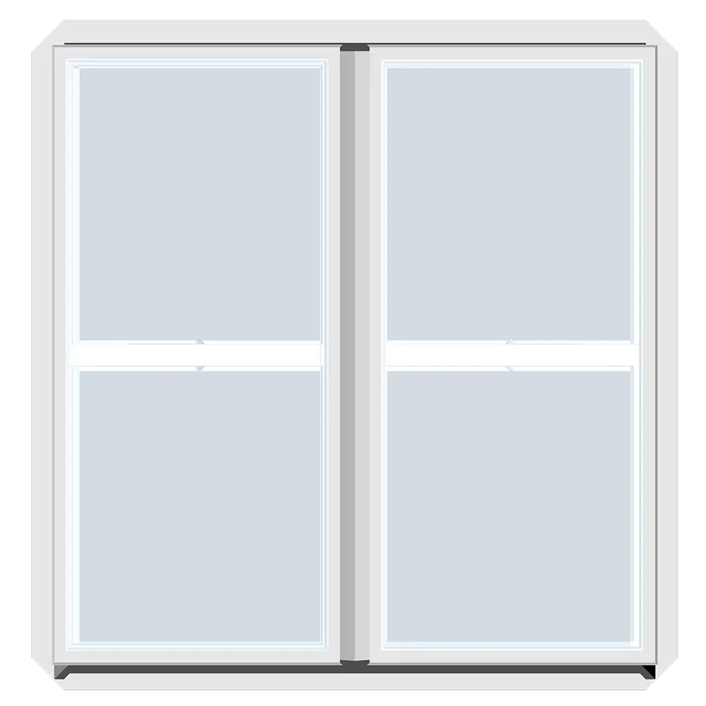 Double Window Frame with Glass Panes