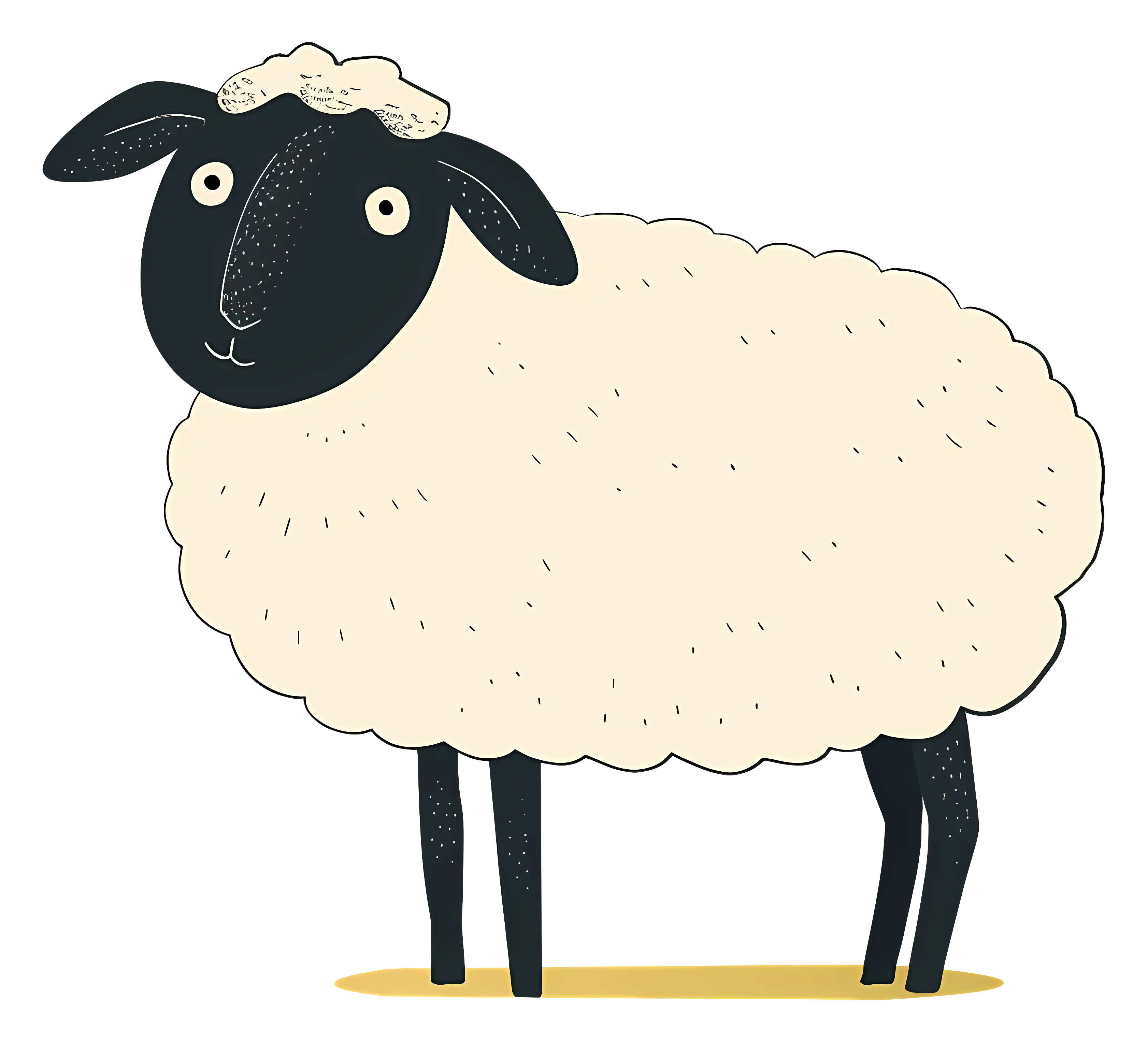 Cartoon Sheep with Black Face