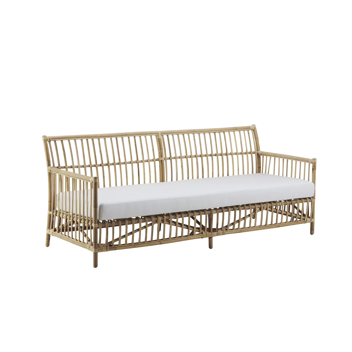 Rattan Sofa with White Cushion