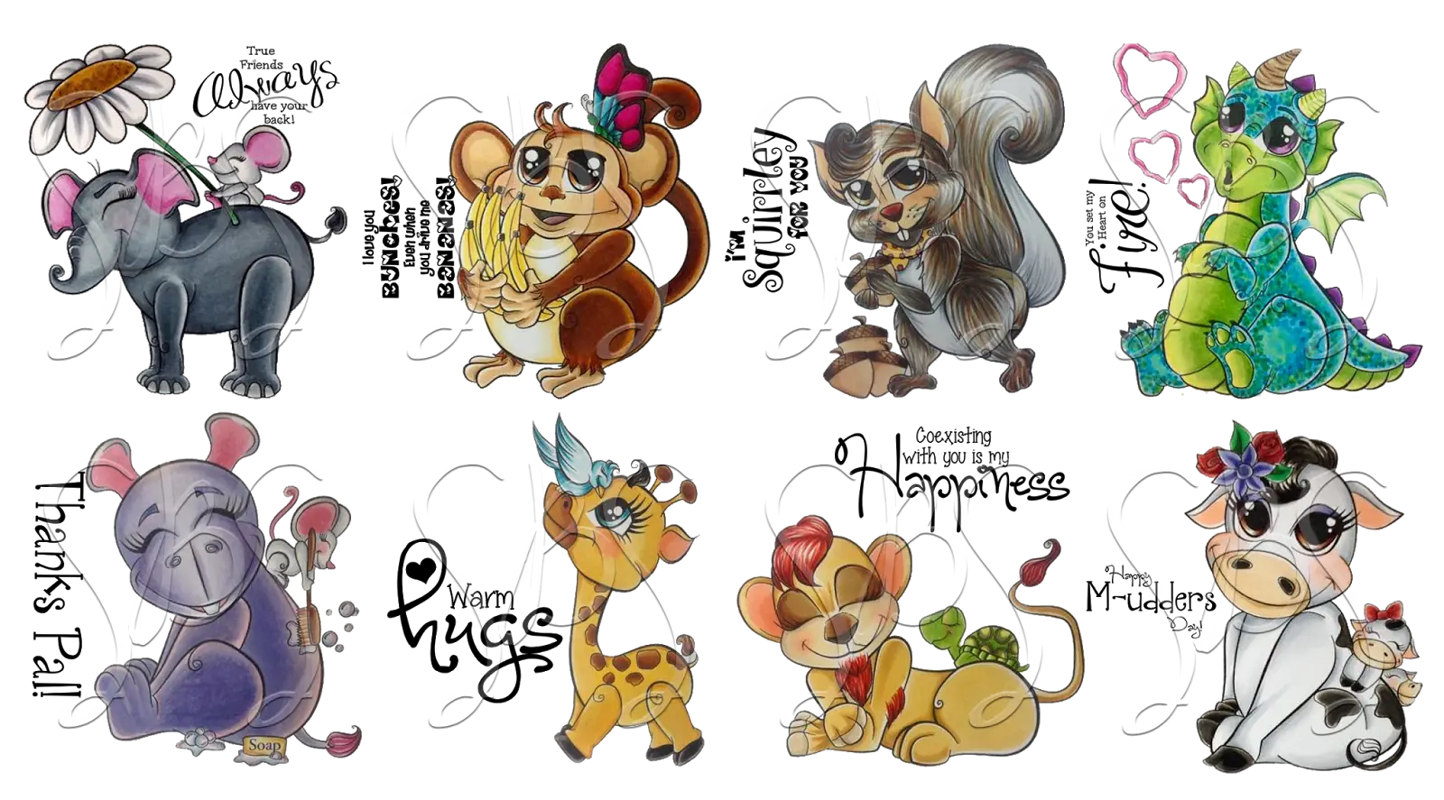 Cute Cartoon Animals with Messages