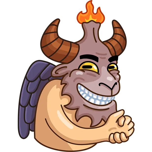 Mischievous Cartoon Demon with Horns and Wings