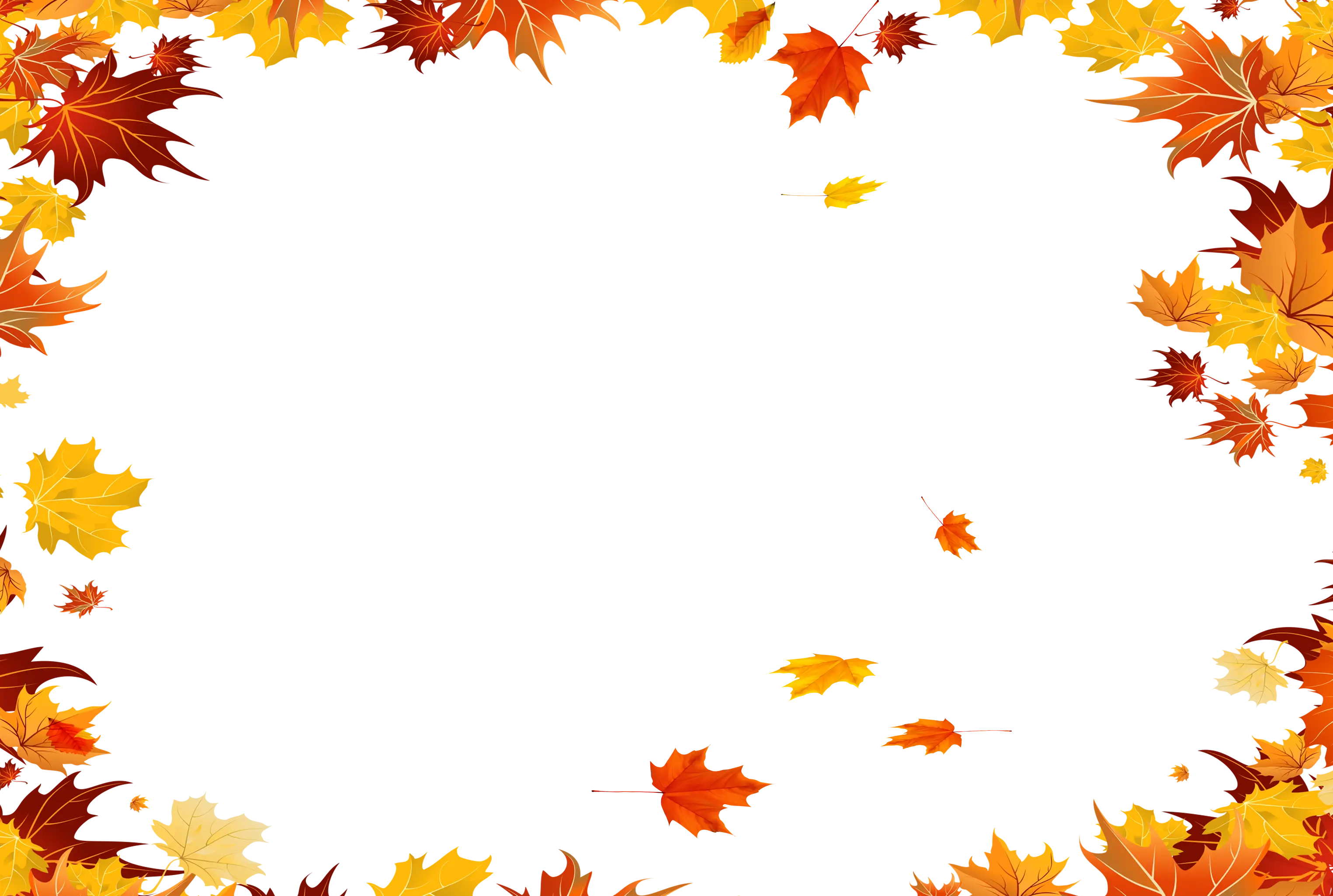 Autumn Leaf Border on Transparent Background
