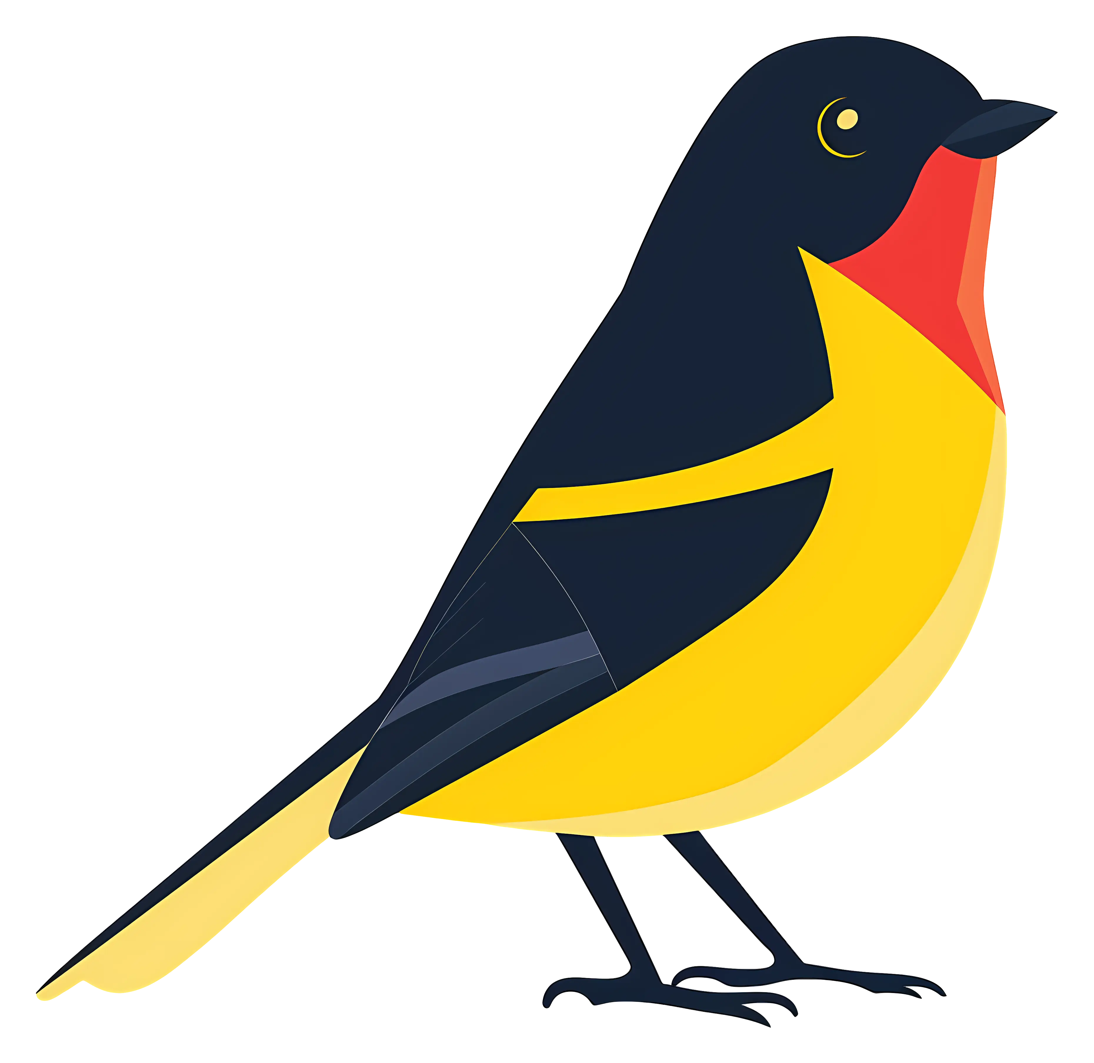 Colorful Cartoon Bird Illustration with Red and Yellow Feathers
