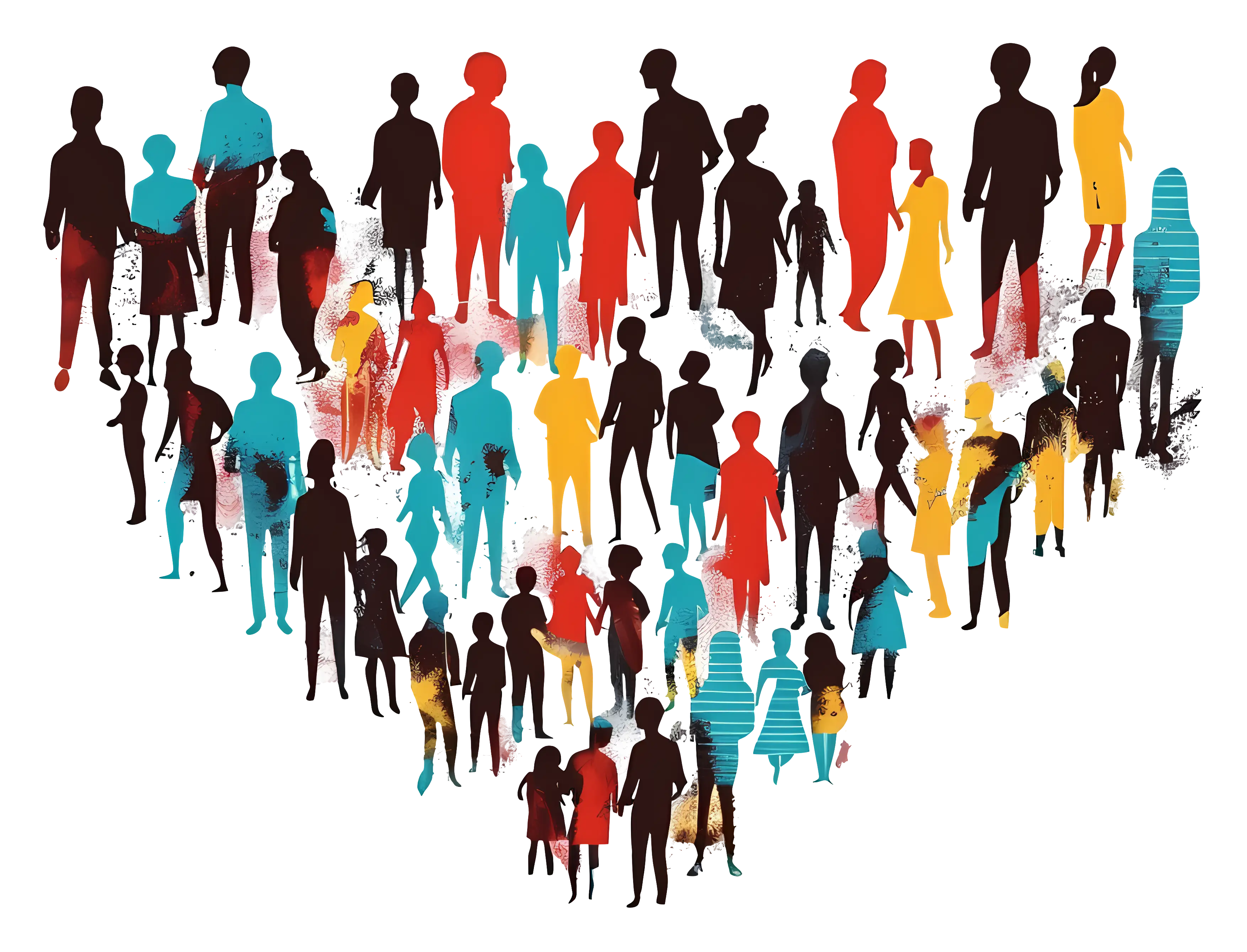 Diverse Group of Colorful Silhouettes