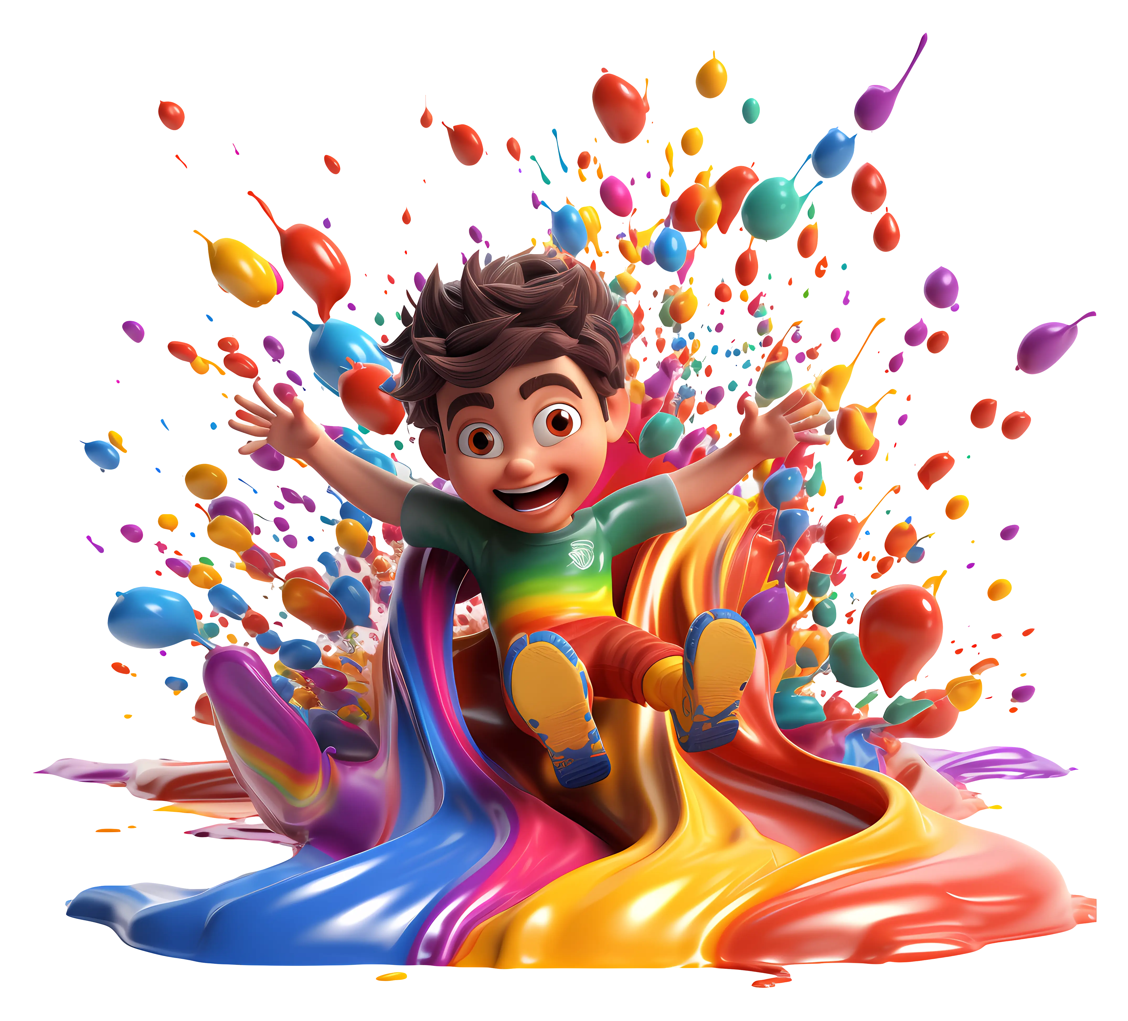 Child Playing with Colorful Splash