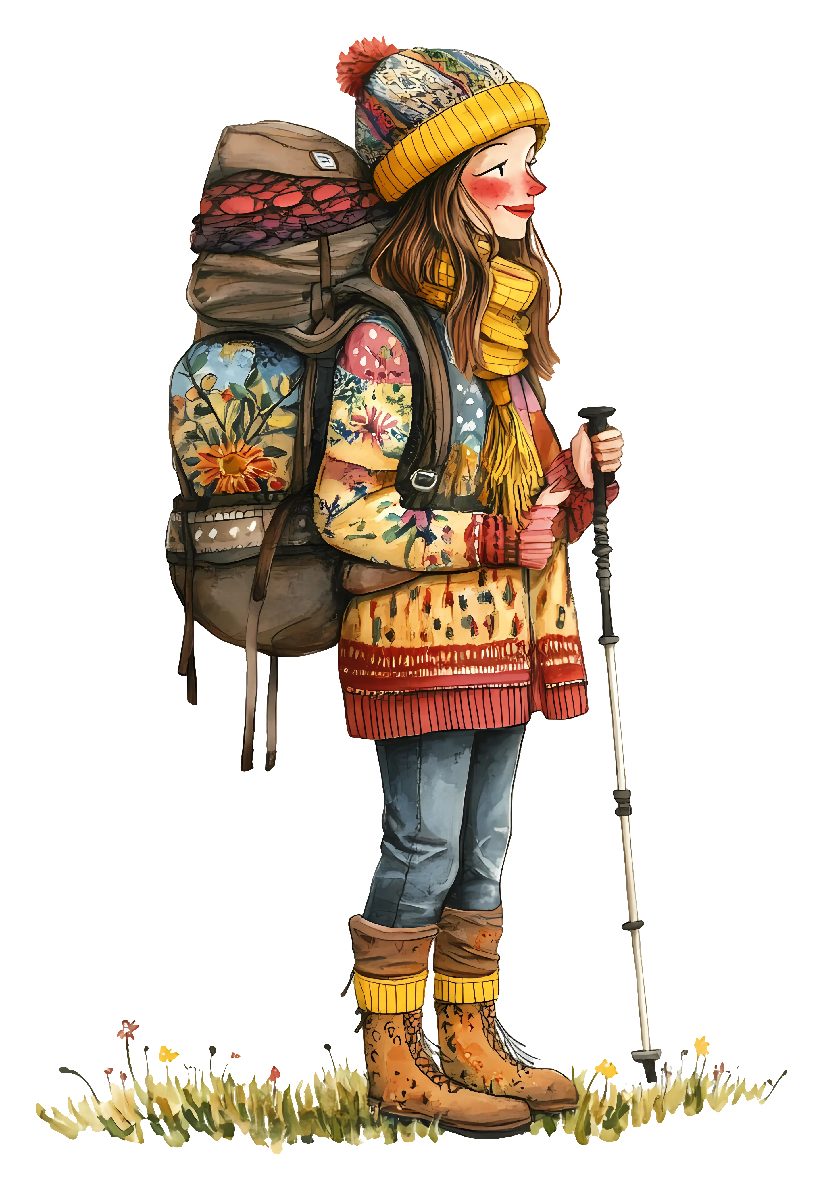 Colorful Hiker Illustration