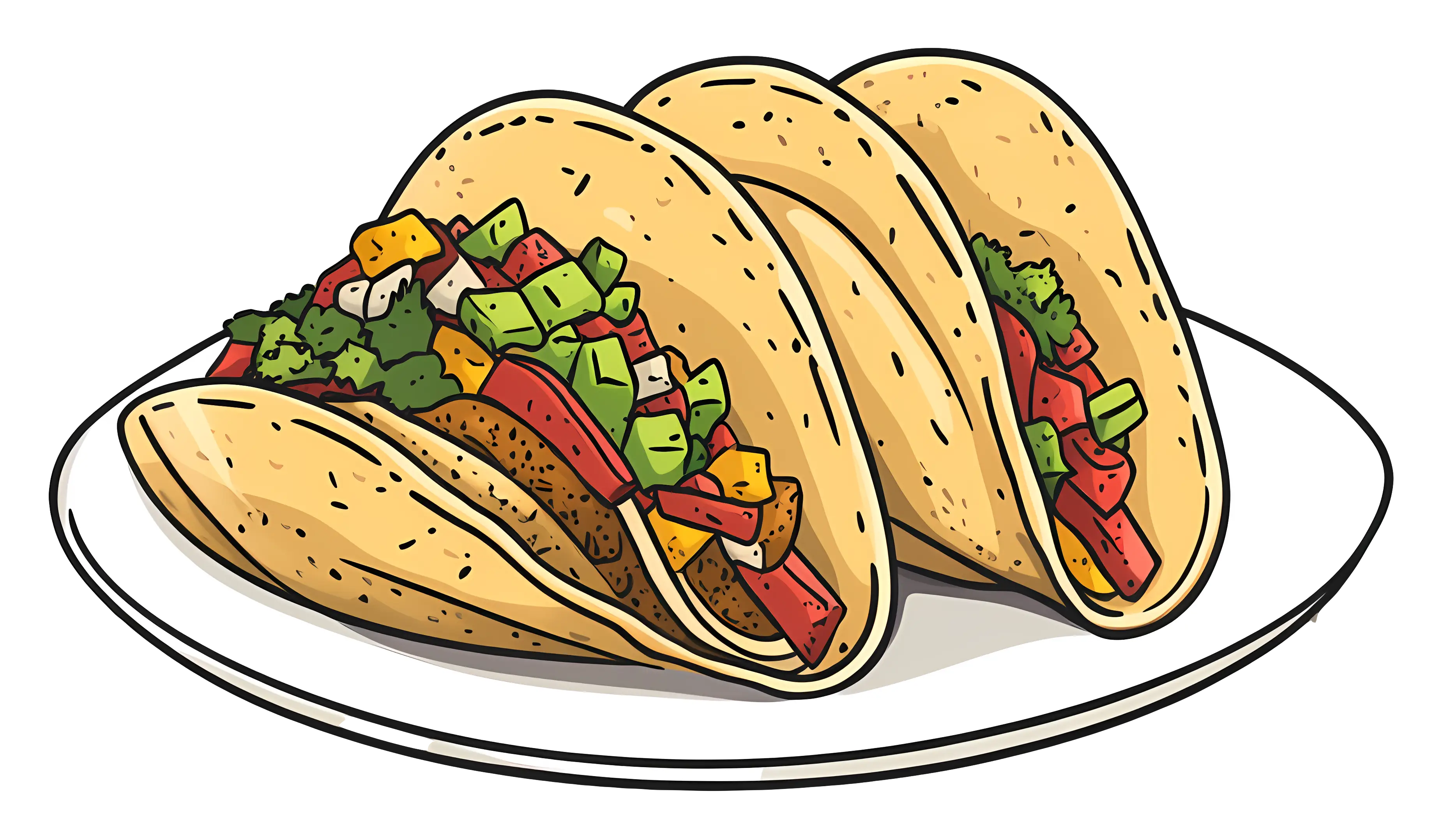 Delicious Taco Plate Illustration with Fresh Ingredients