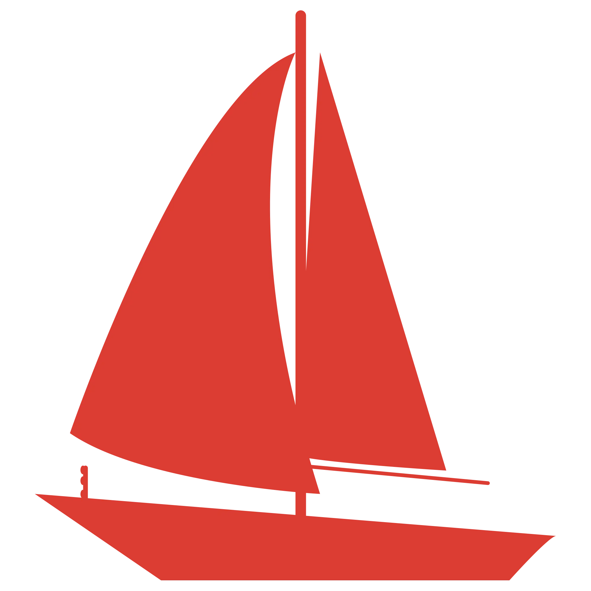 Minimal Red Sailboat Icon