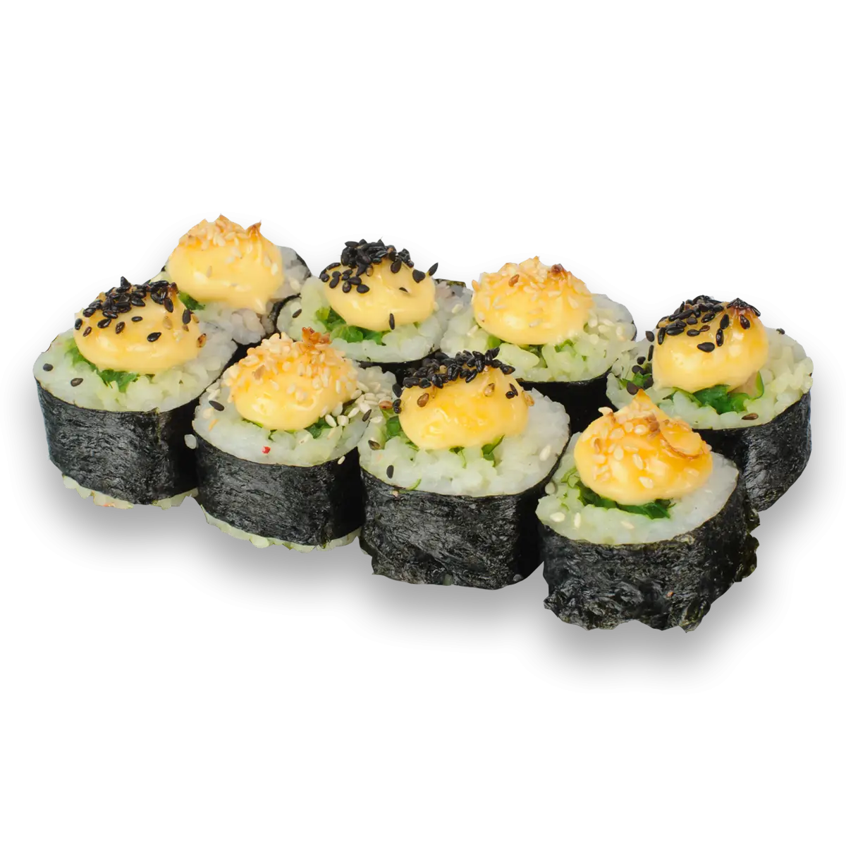 Delicious Sushi Rolls with Toppings