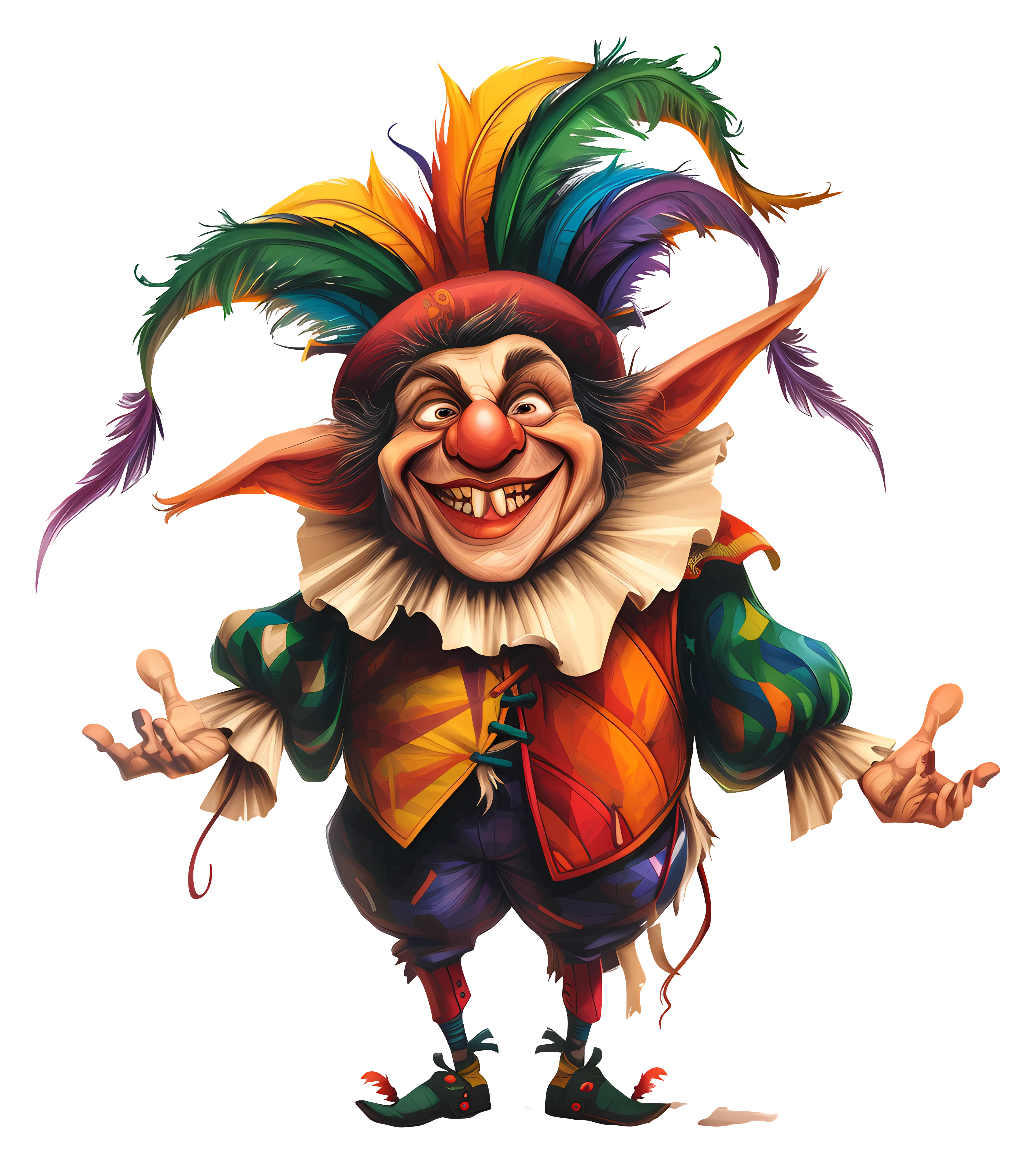 Colorful Jester with Feathers