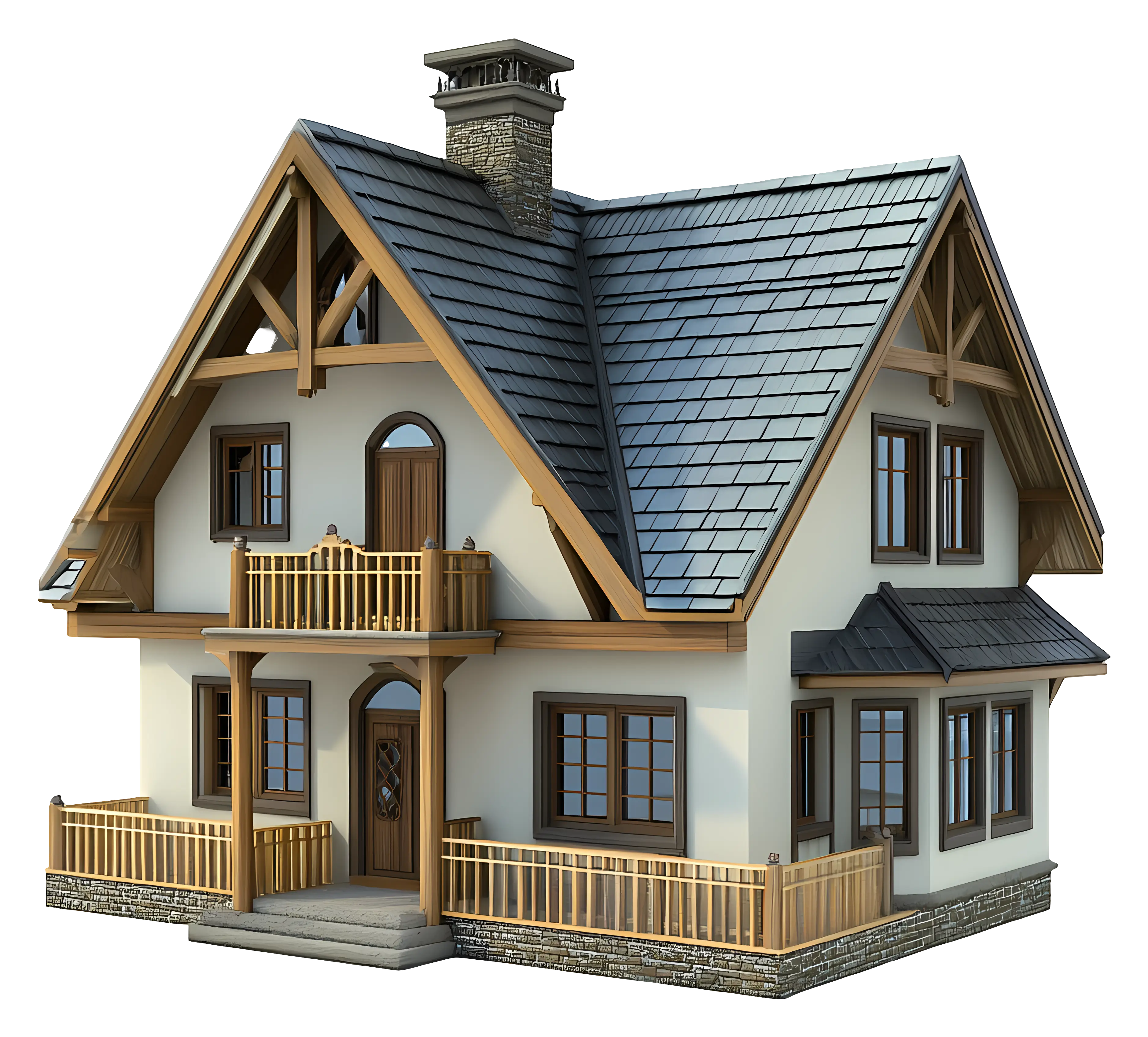 Cute Cartoon House with Balcony