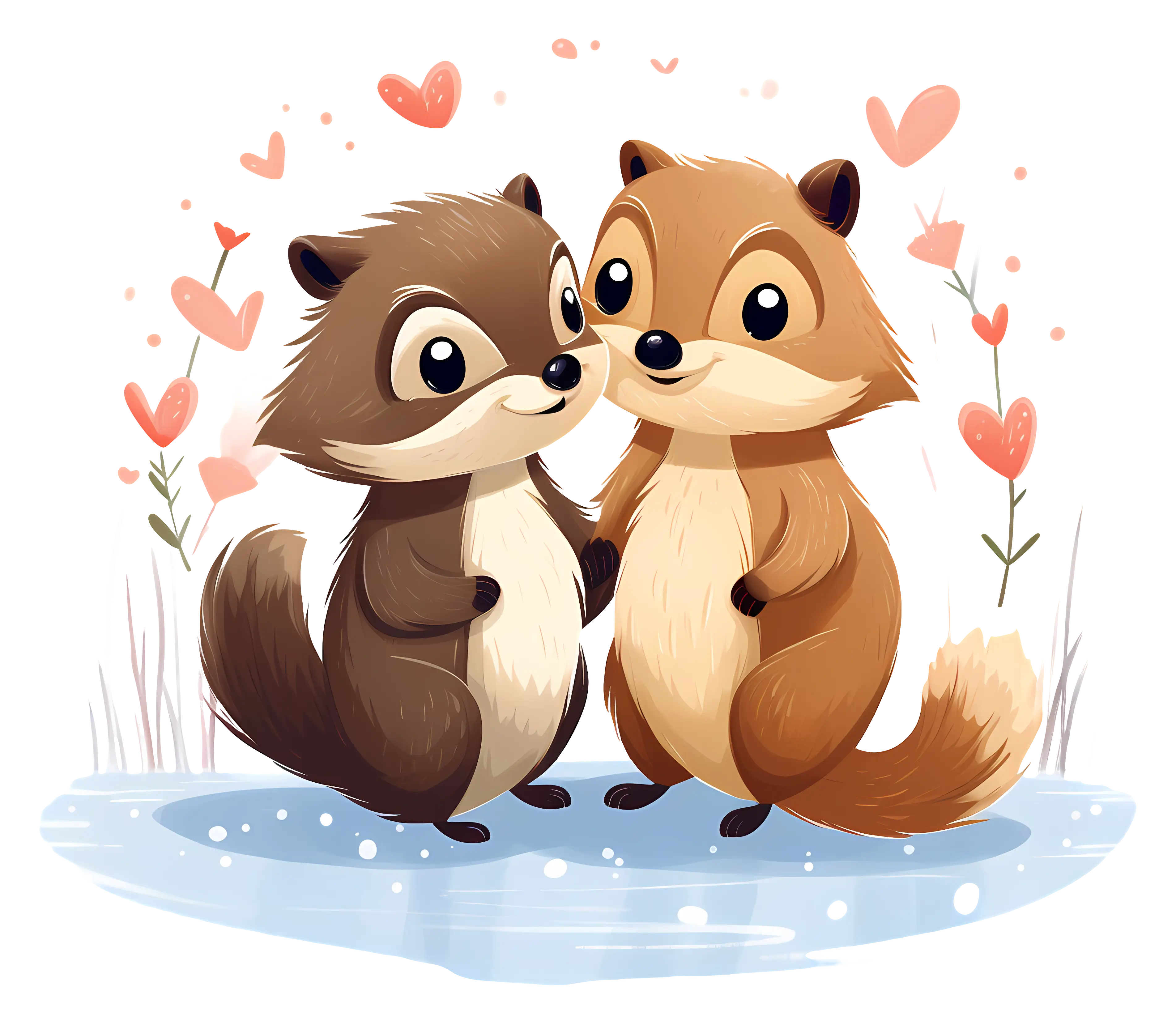 Adorable Squirrels in a Love-Themed Illustration
