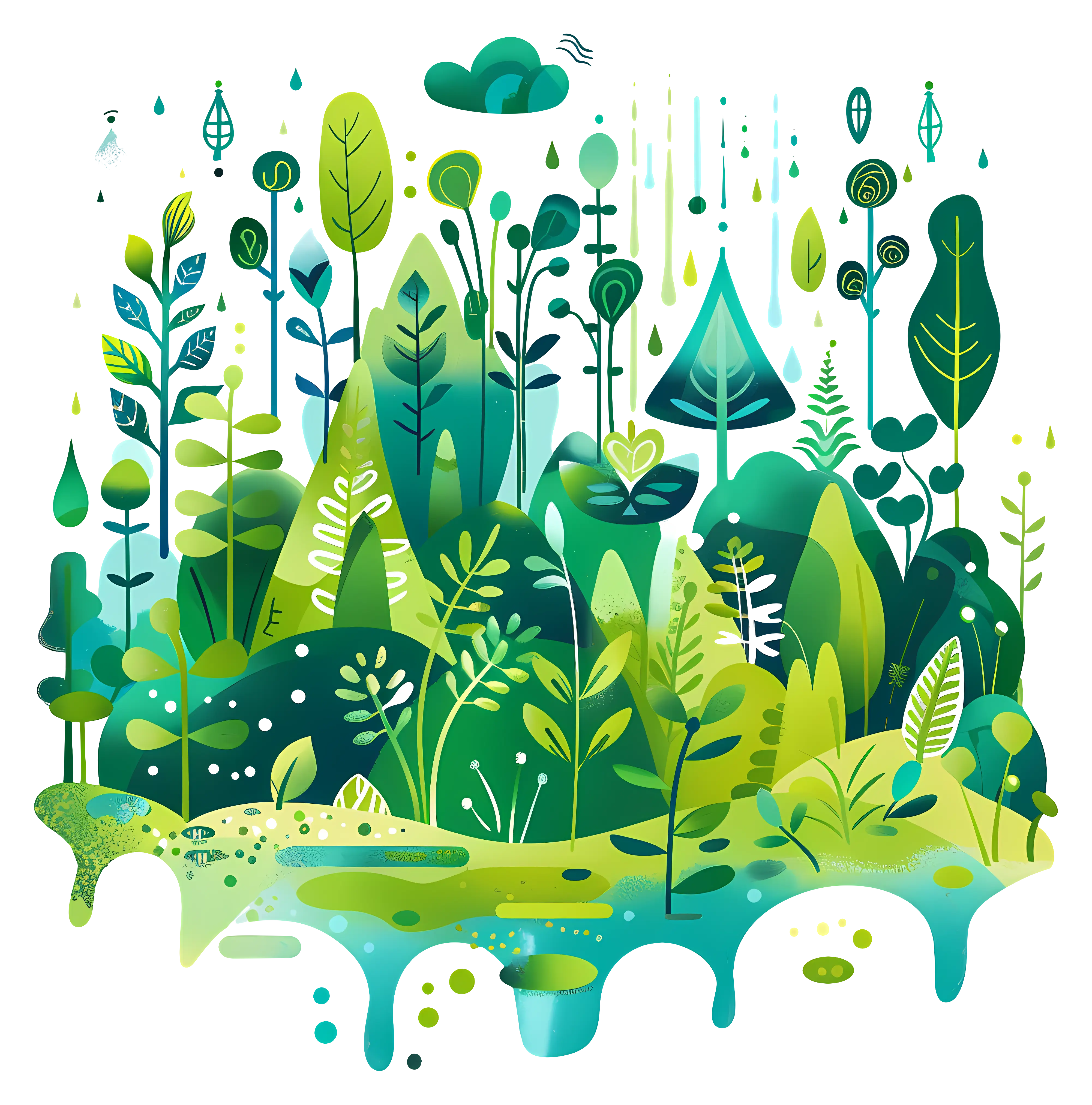 Illustration of a Lush Green Forest