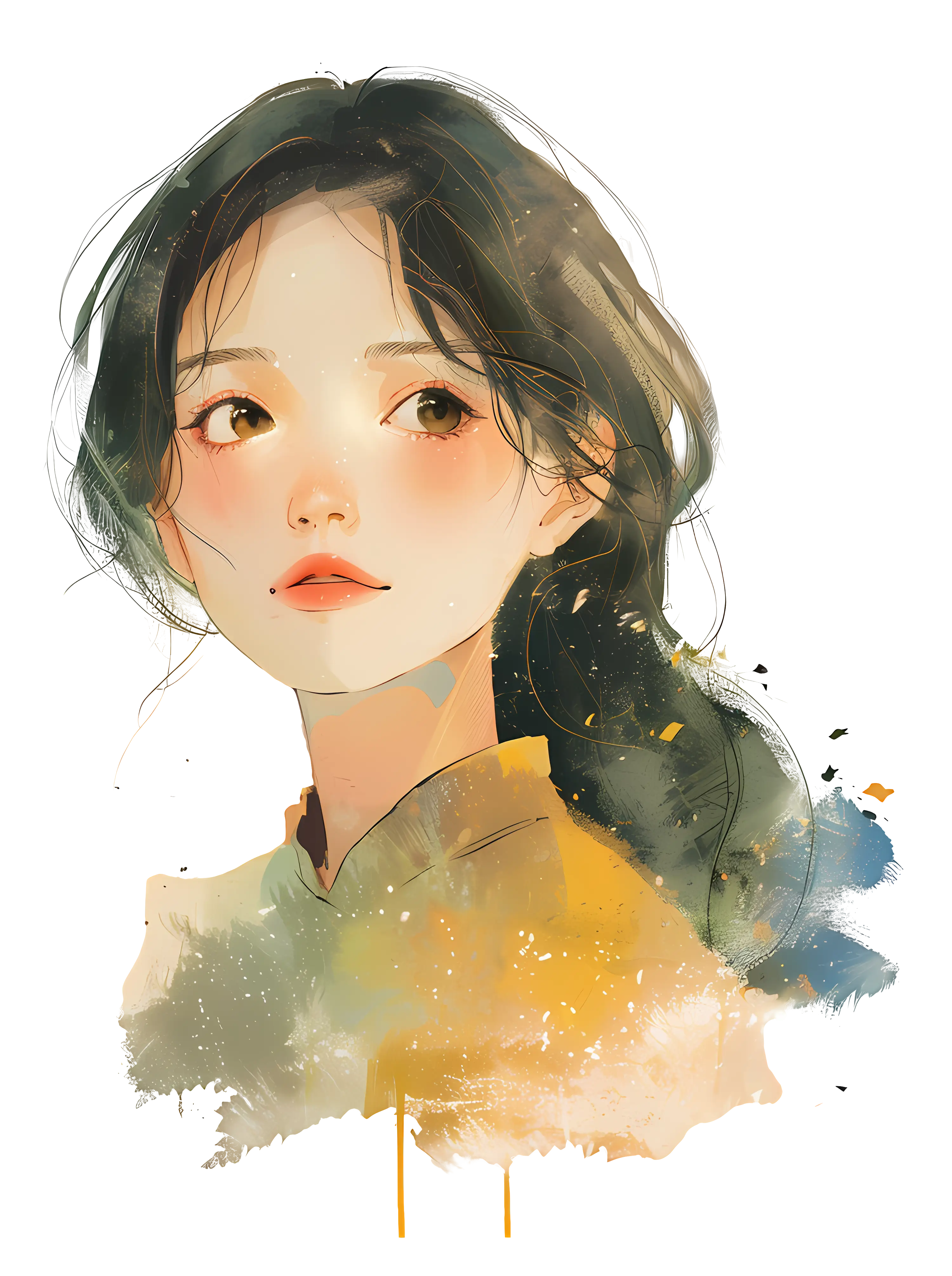 Watercolor Portrait of Woman