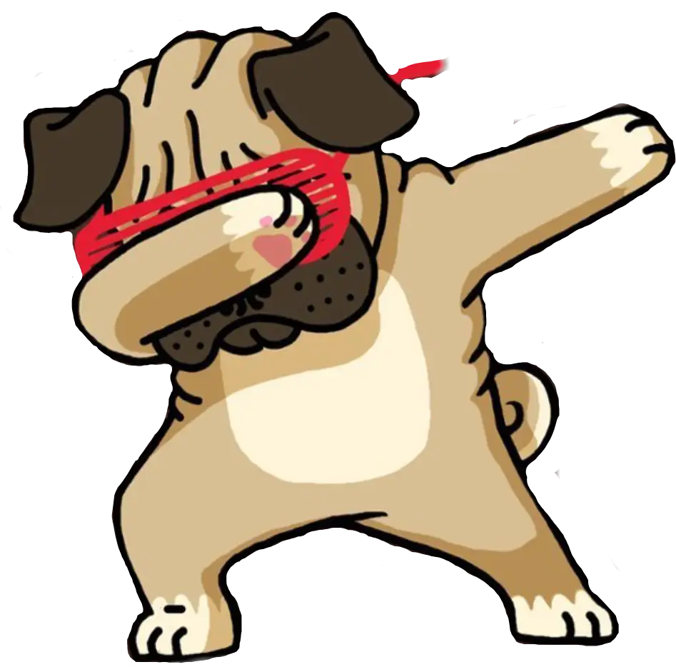 Cartoon Pug Dabbing Playfully
