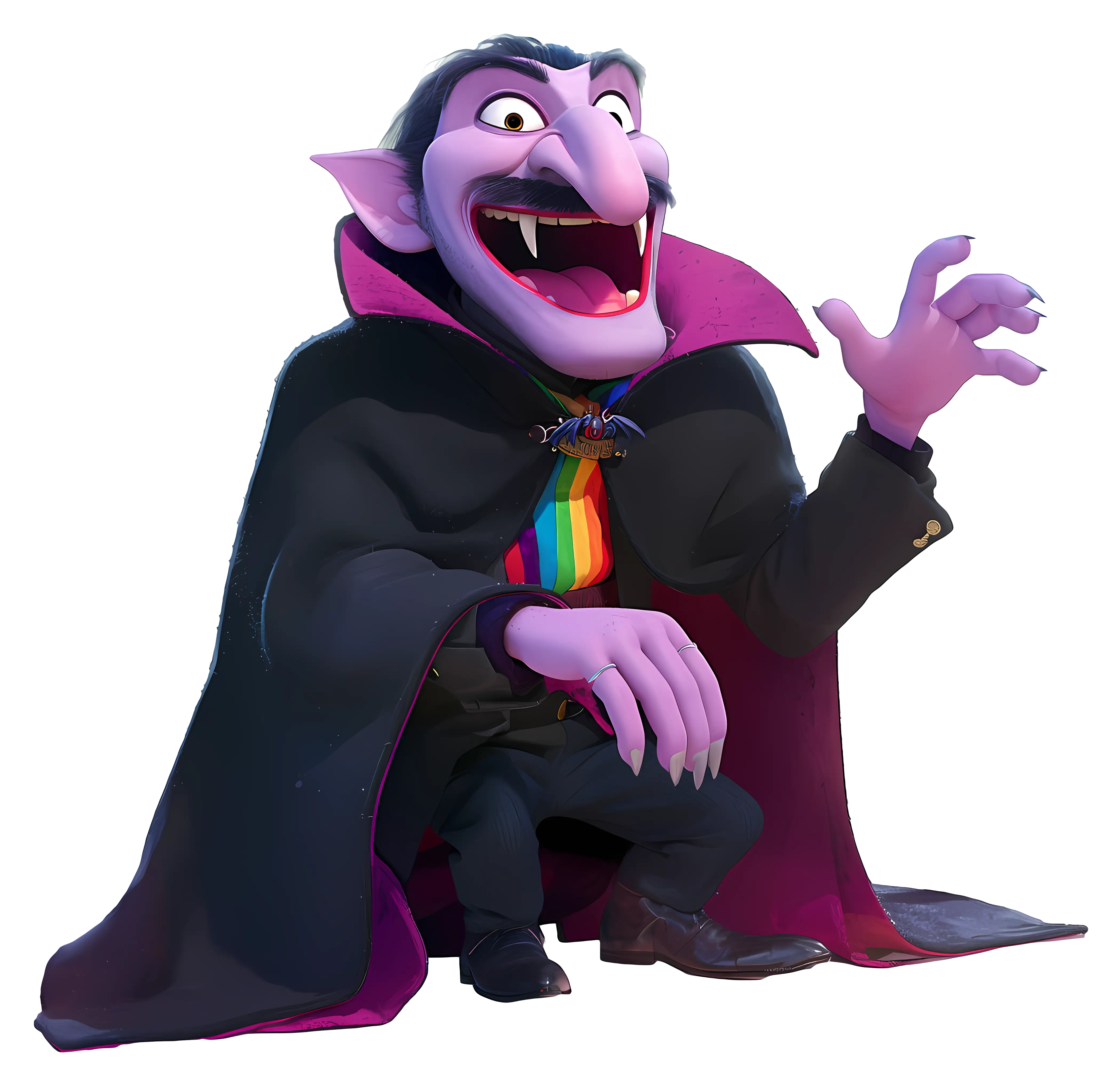 Cartoon Vampire with Colorful Cape