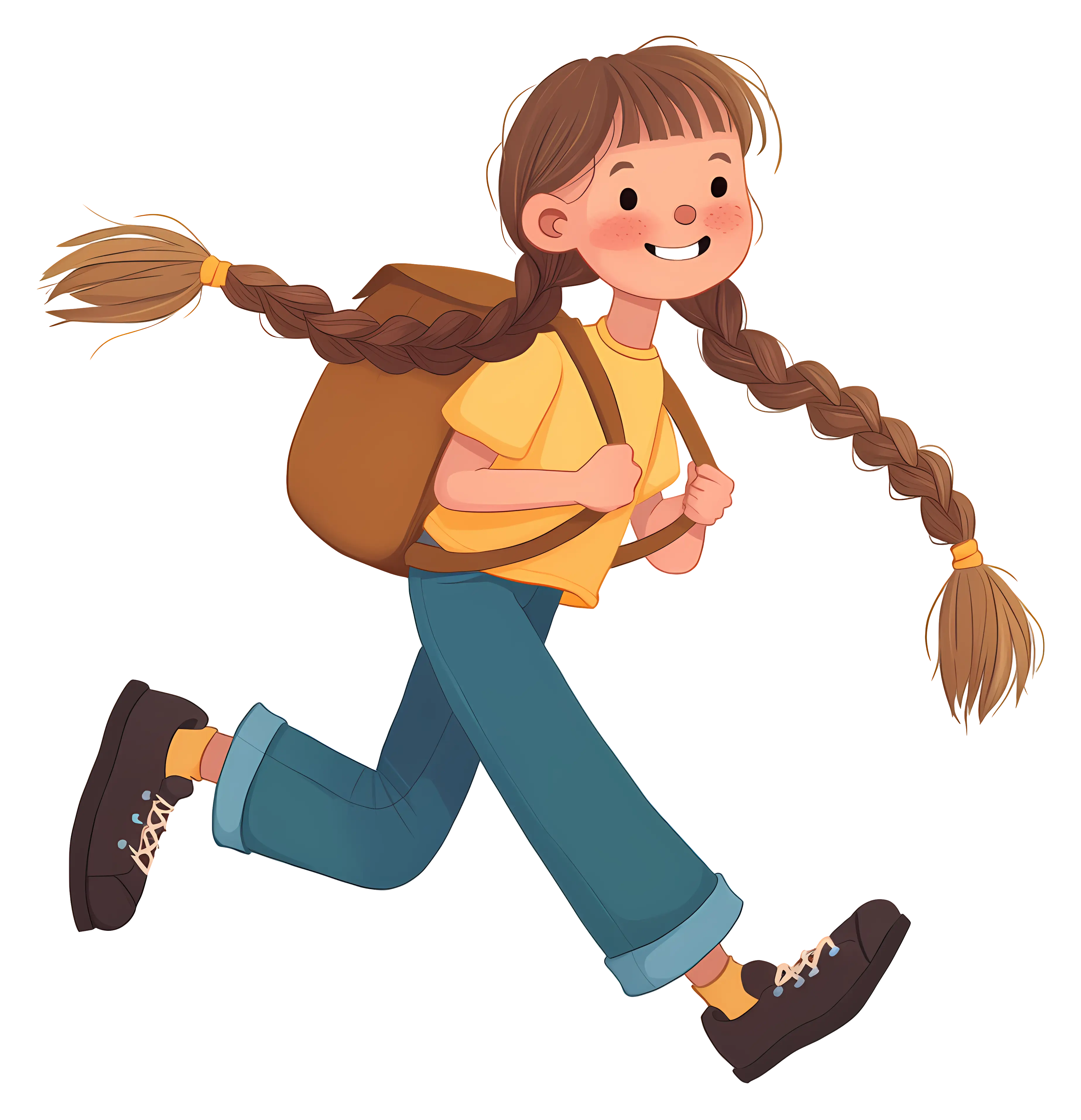 Girl with Braids Running