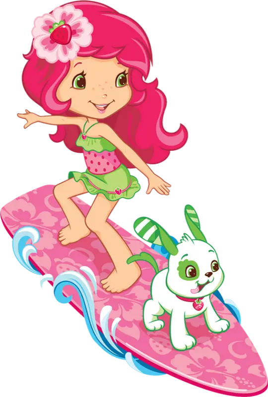 Strawberry Shortcake Surfing with Dog