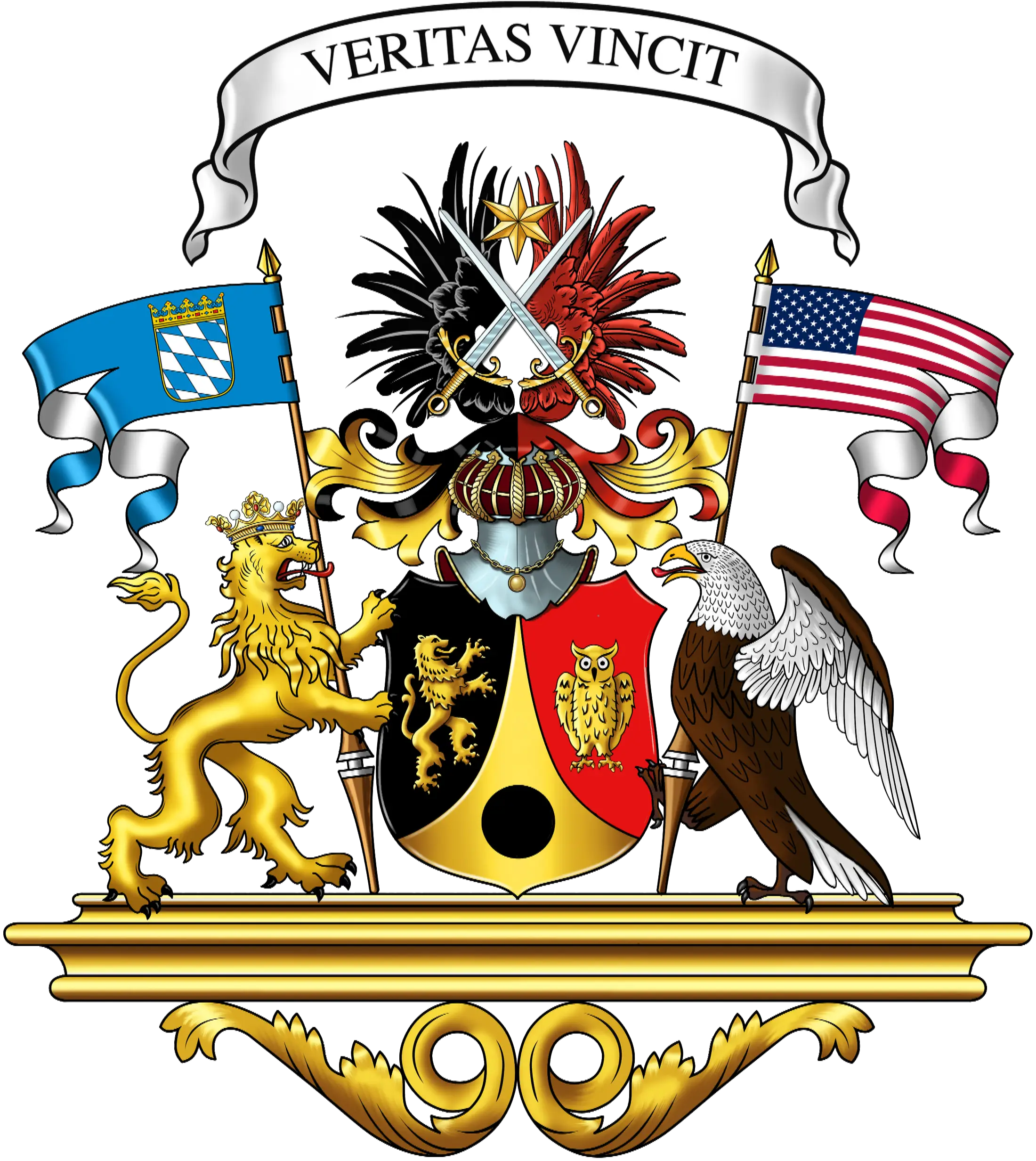 Colorful Coat of Arms with Flags