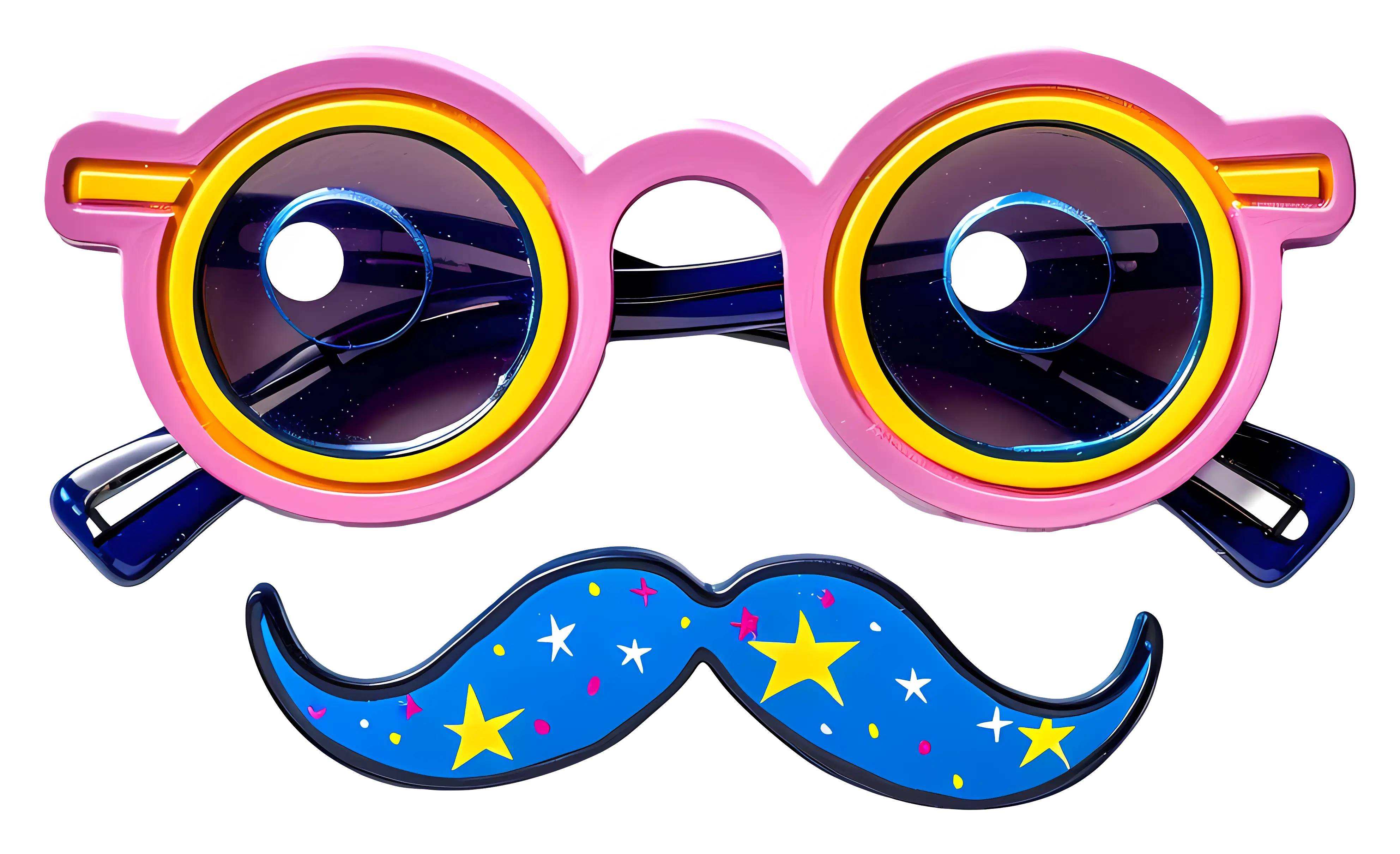 Pink Glasses with Starry Mustache and Big Eyes