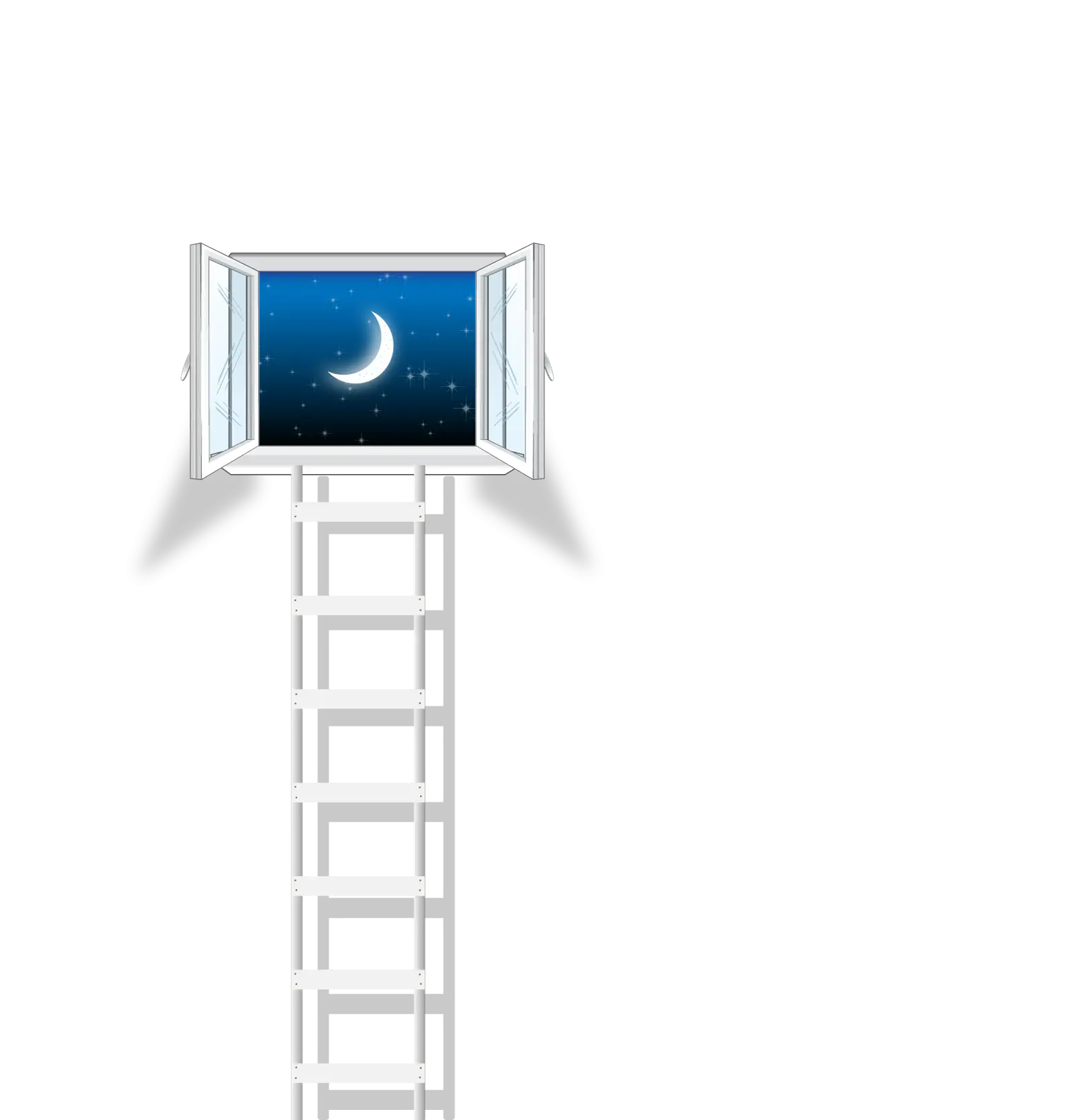 Night Sky Window with Ladder
