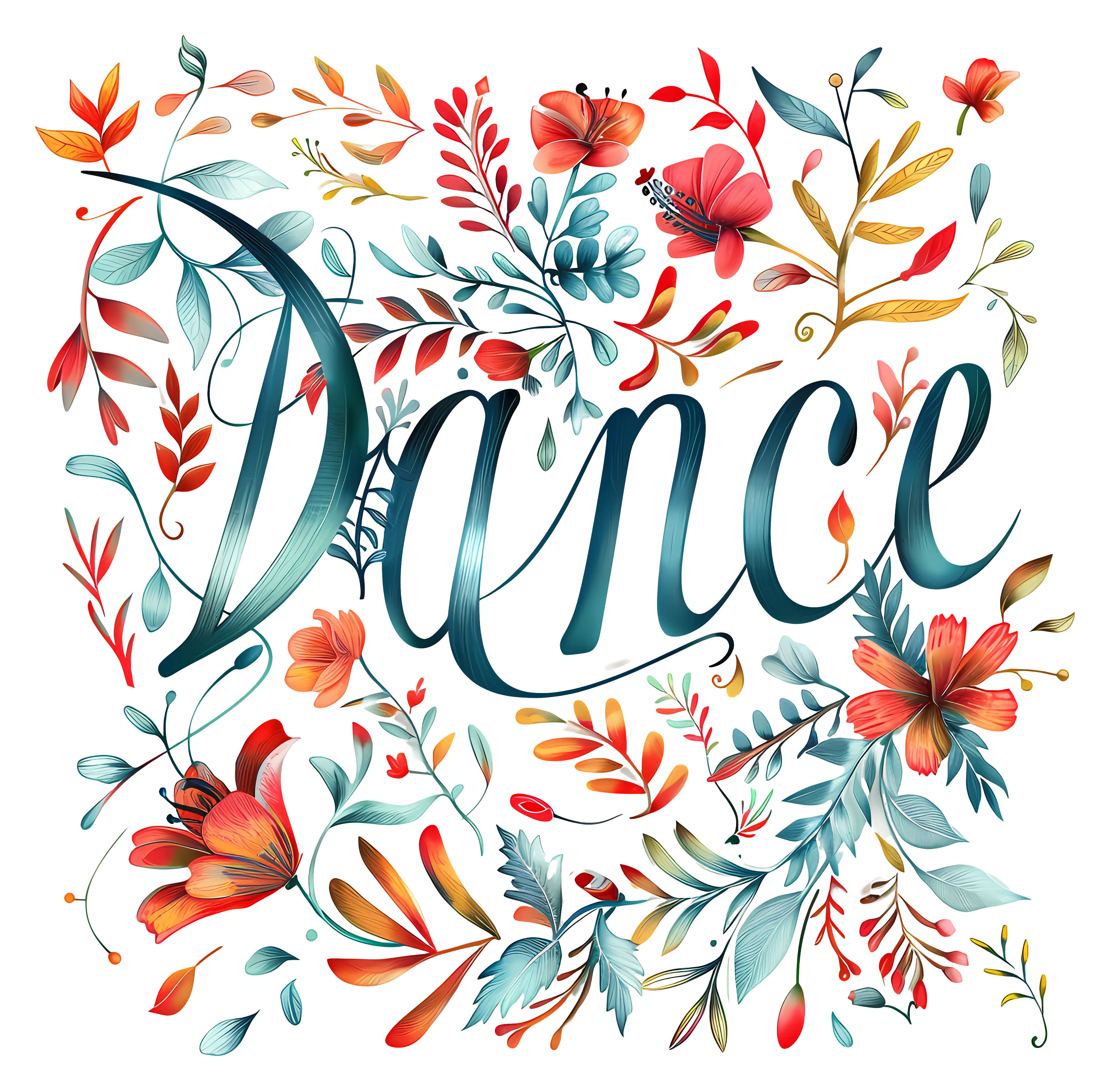 Floral Typography Art for Dance Enthusiasts