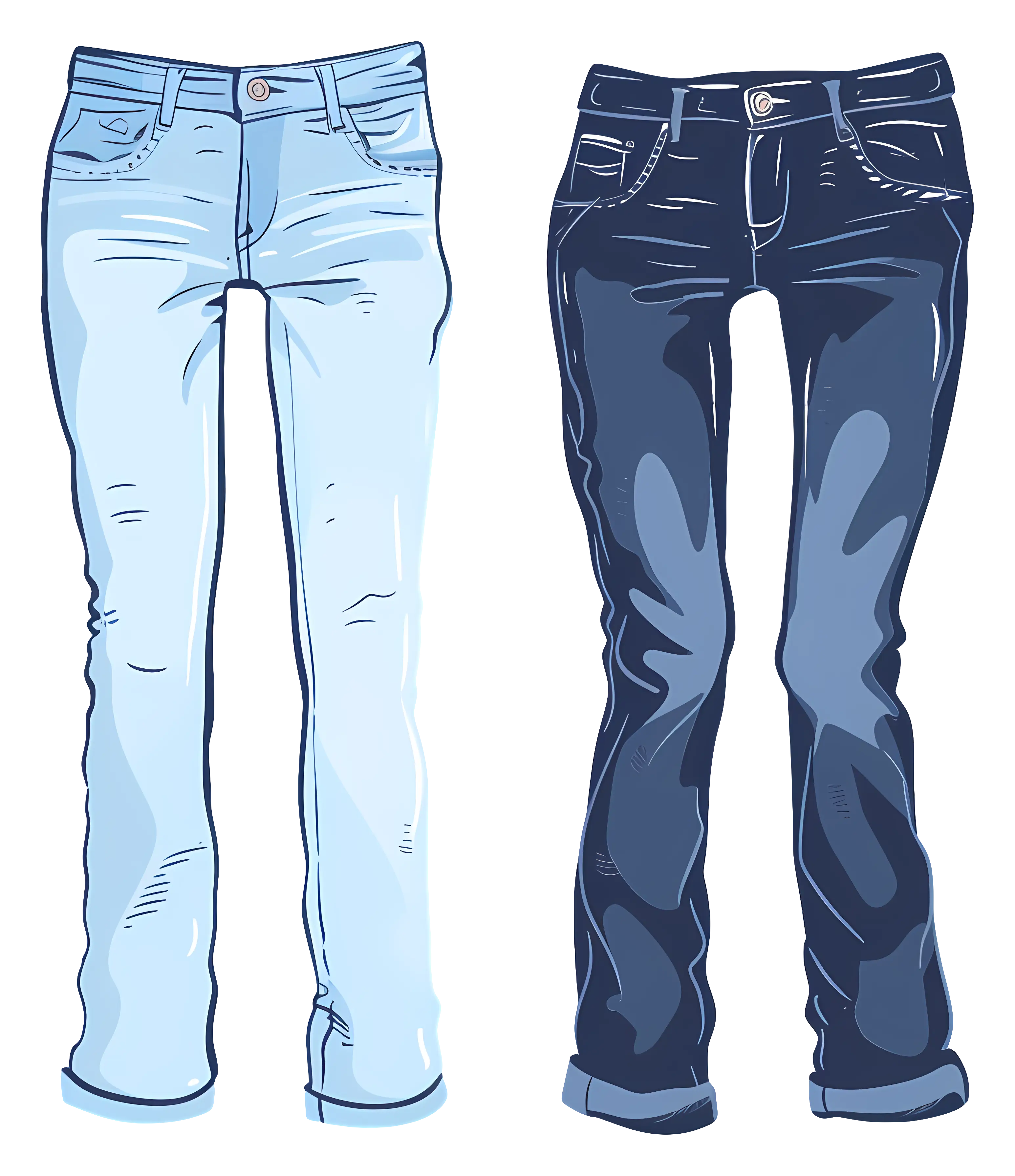Illustration of Casual Blue and Black Jeans