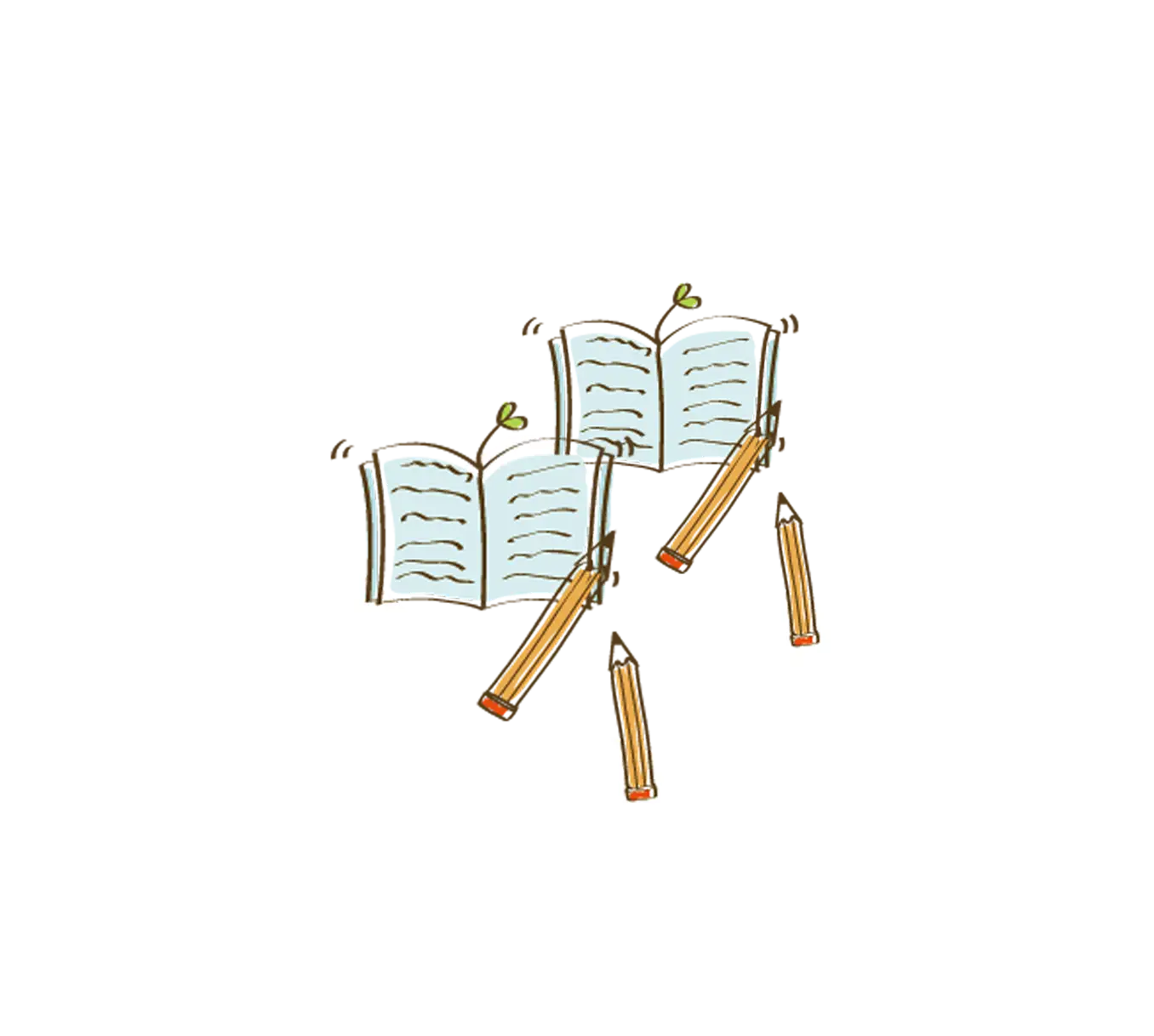 Cartoon Books and Pencils for Education
