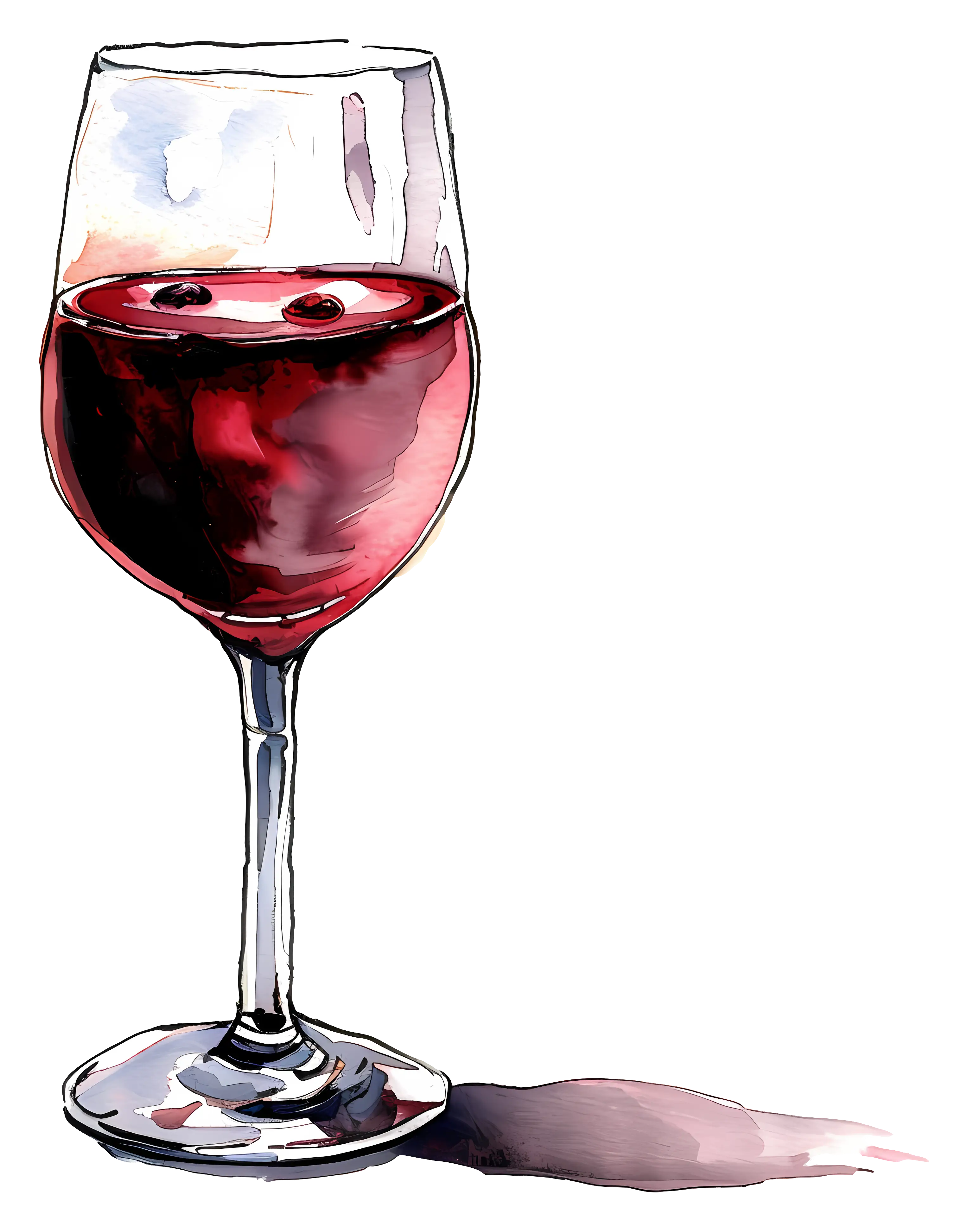 Glass of Red Wine with Grapes