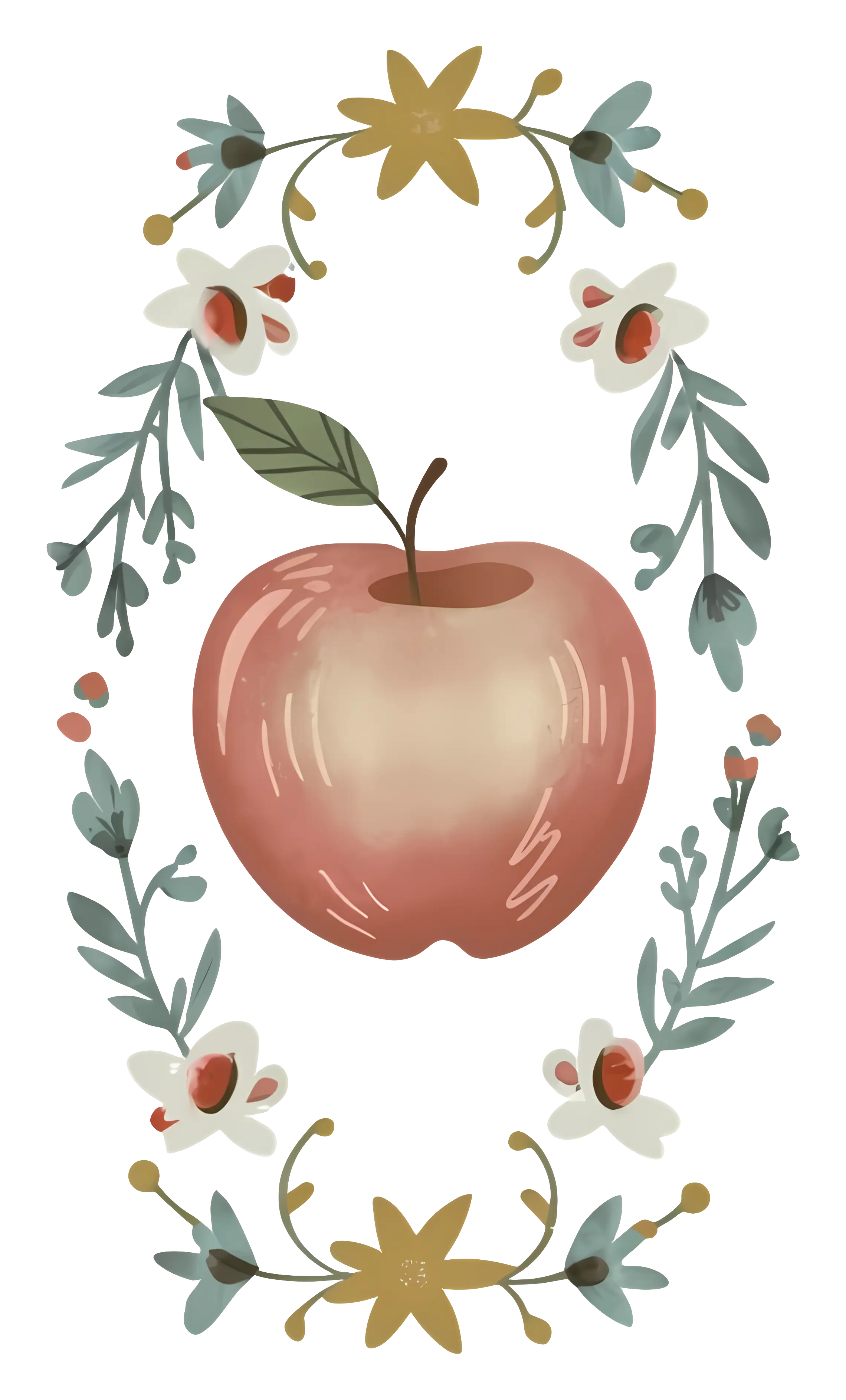 Apple with Floral Decoration