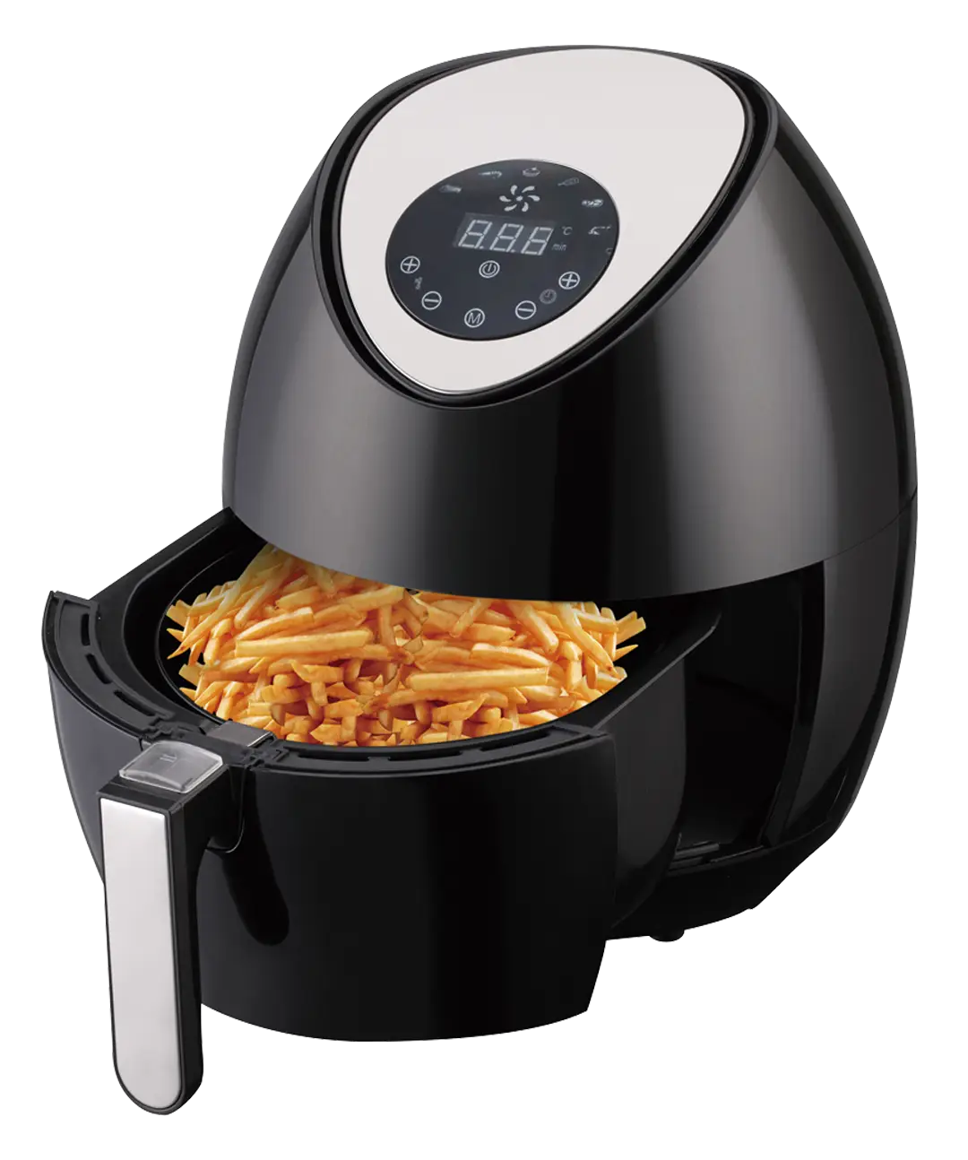 Black Air Fryer with French Fries