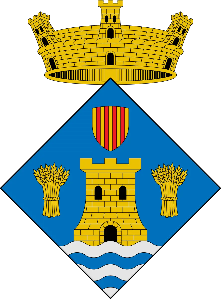 Heraldic Emblem With Castle and Ribbon Shield Design