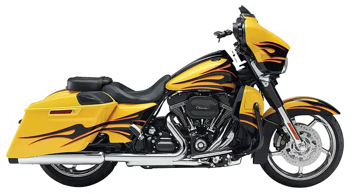 Yellow Flame-Designed Harley-Style Motorcycle