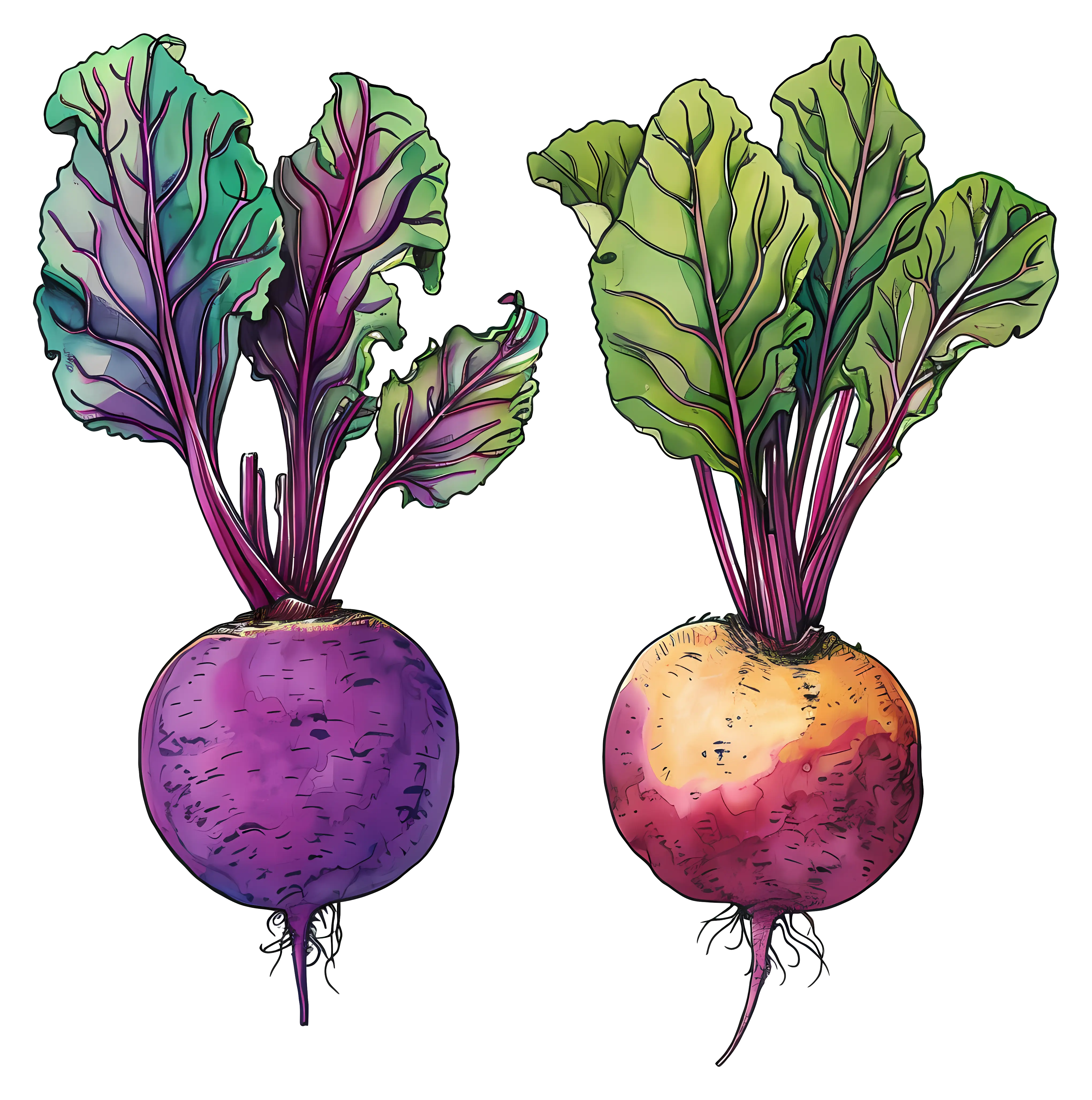 Purple and Yellow Beets Illustration