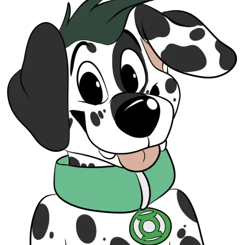 Cartoon Dalmatian with Green Collar