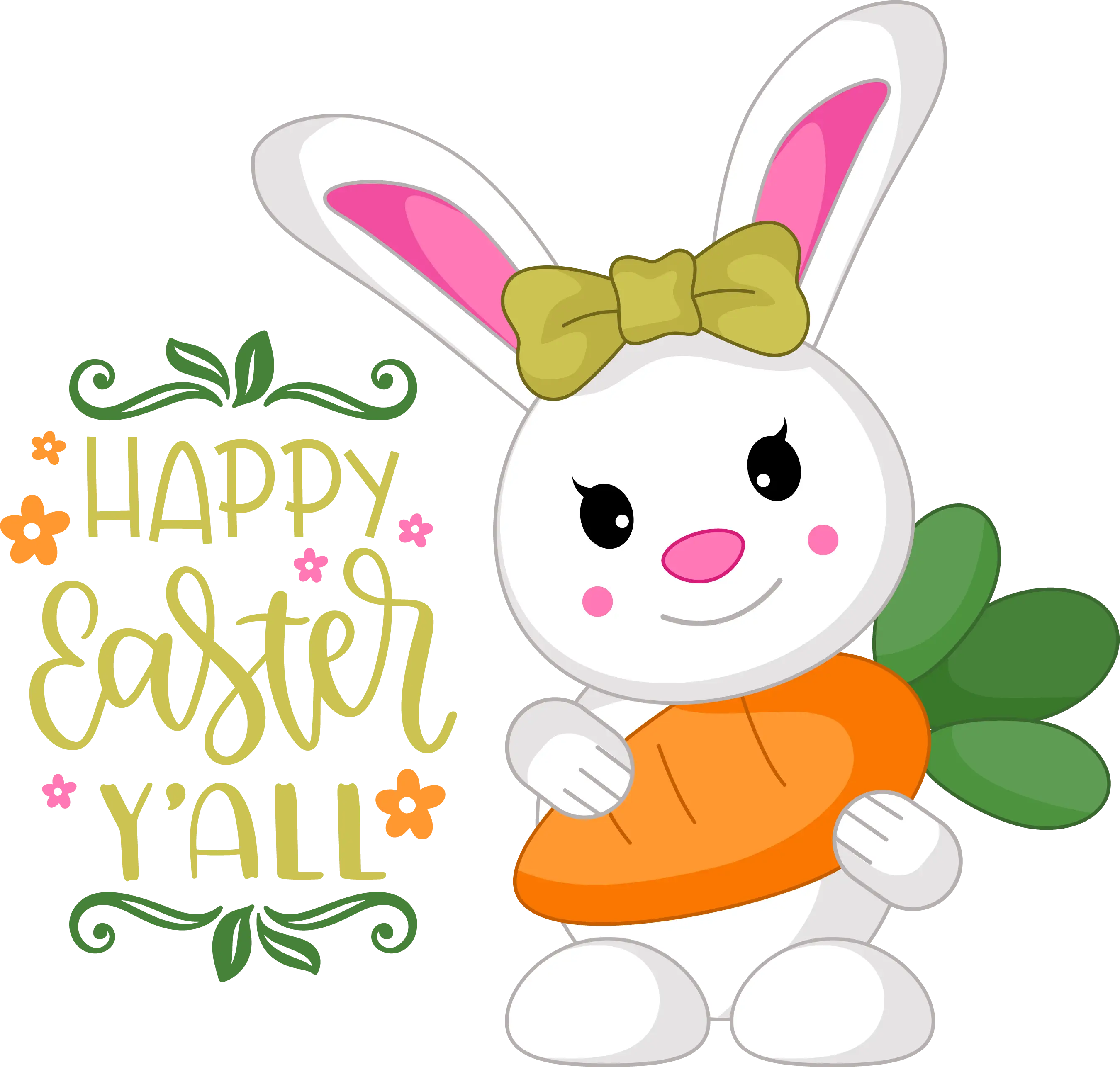 White Bunny Holding a Carrot for Easter Fun