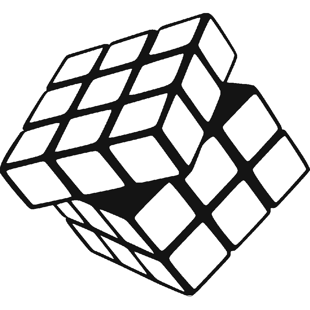 3D Rubik&#039;s Cube Illustration in Monochrome