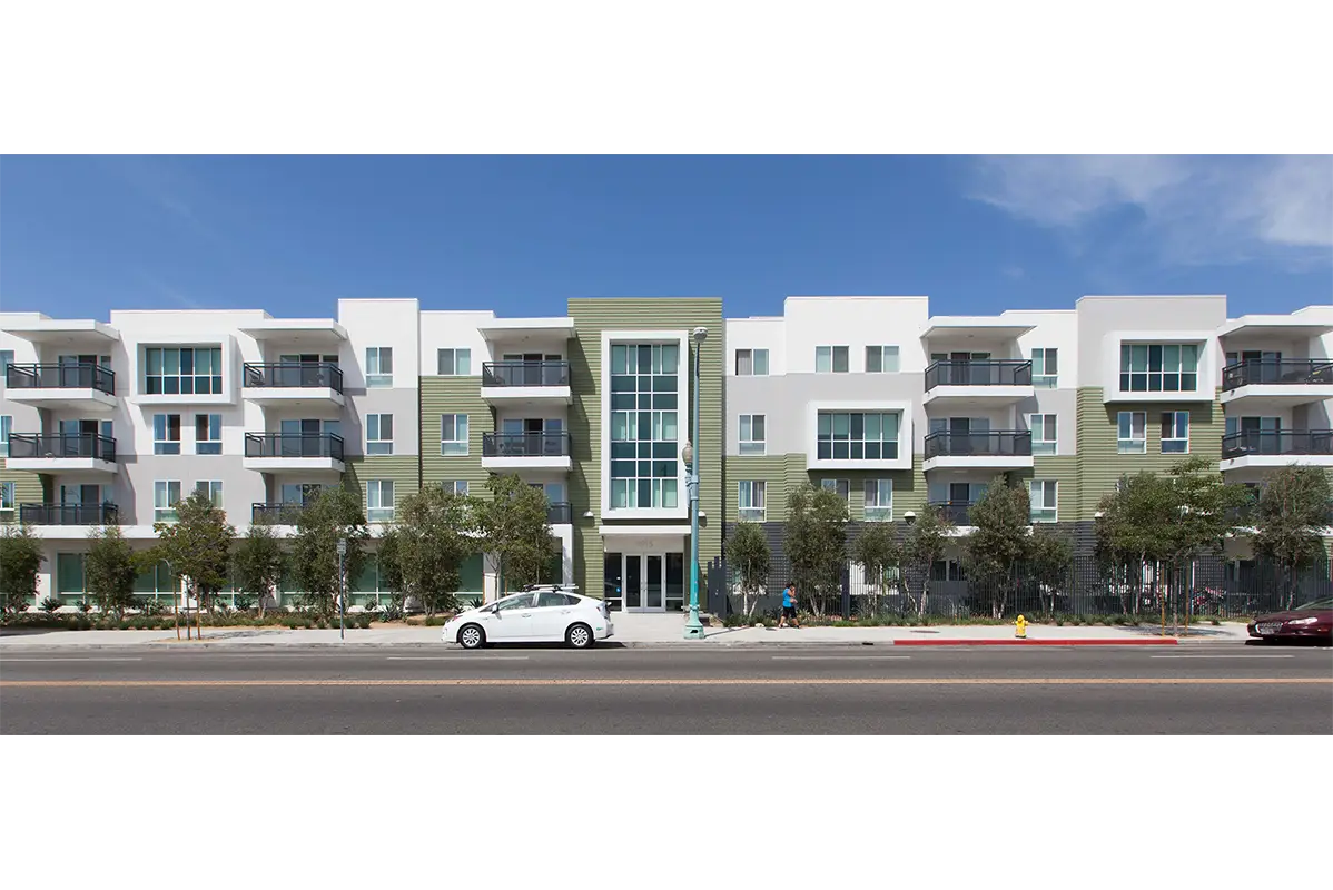Modern Apartment Building with Balconies