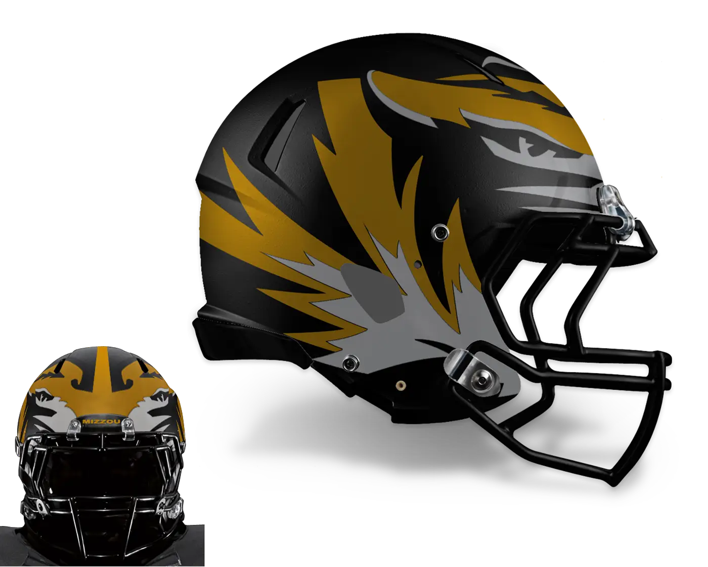 Stylized Black and Gold Football Helmet