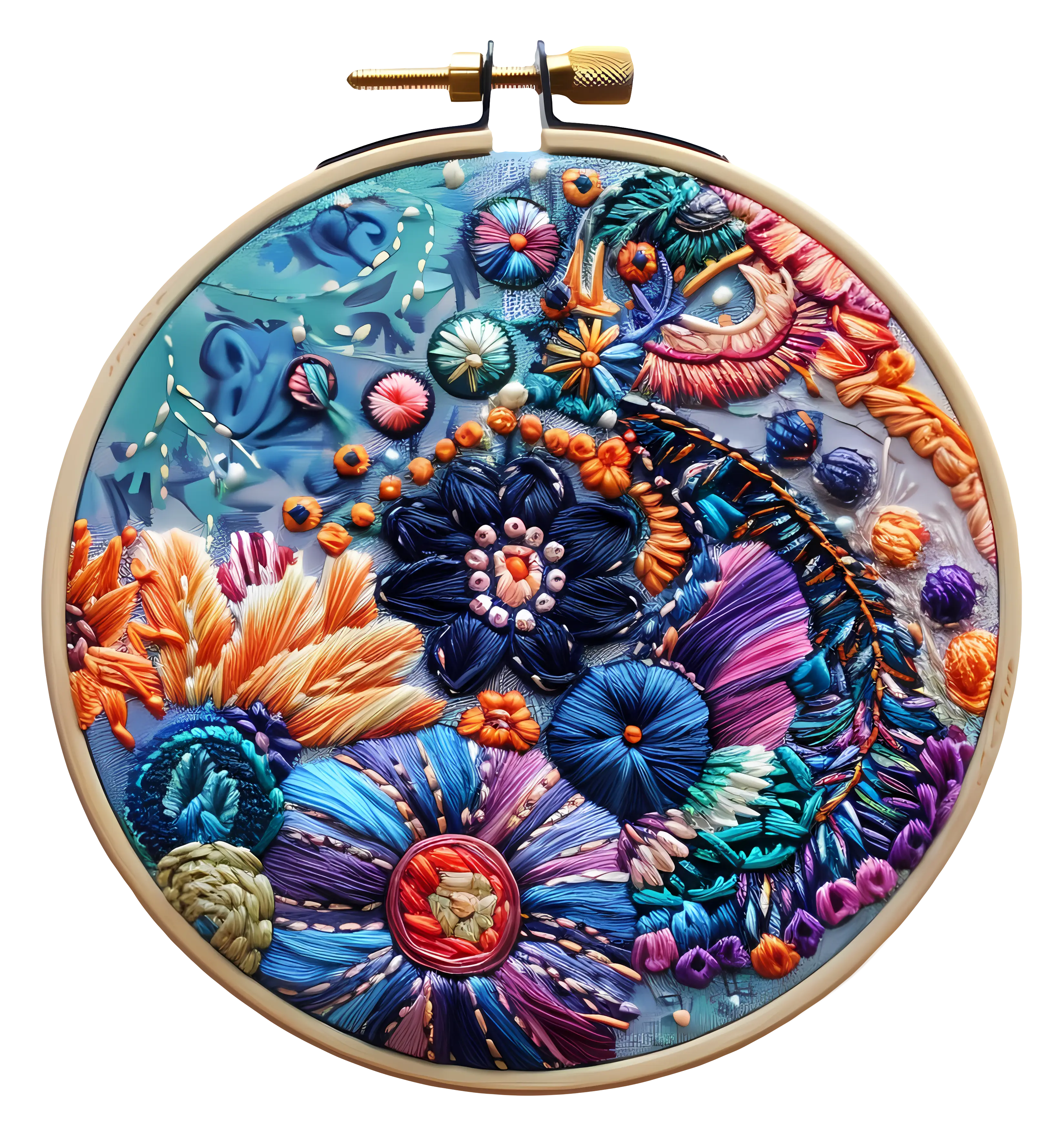 Colorful Embroidery Art in Hoop