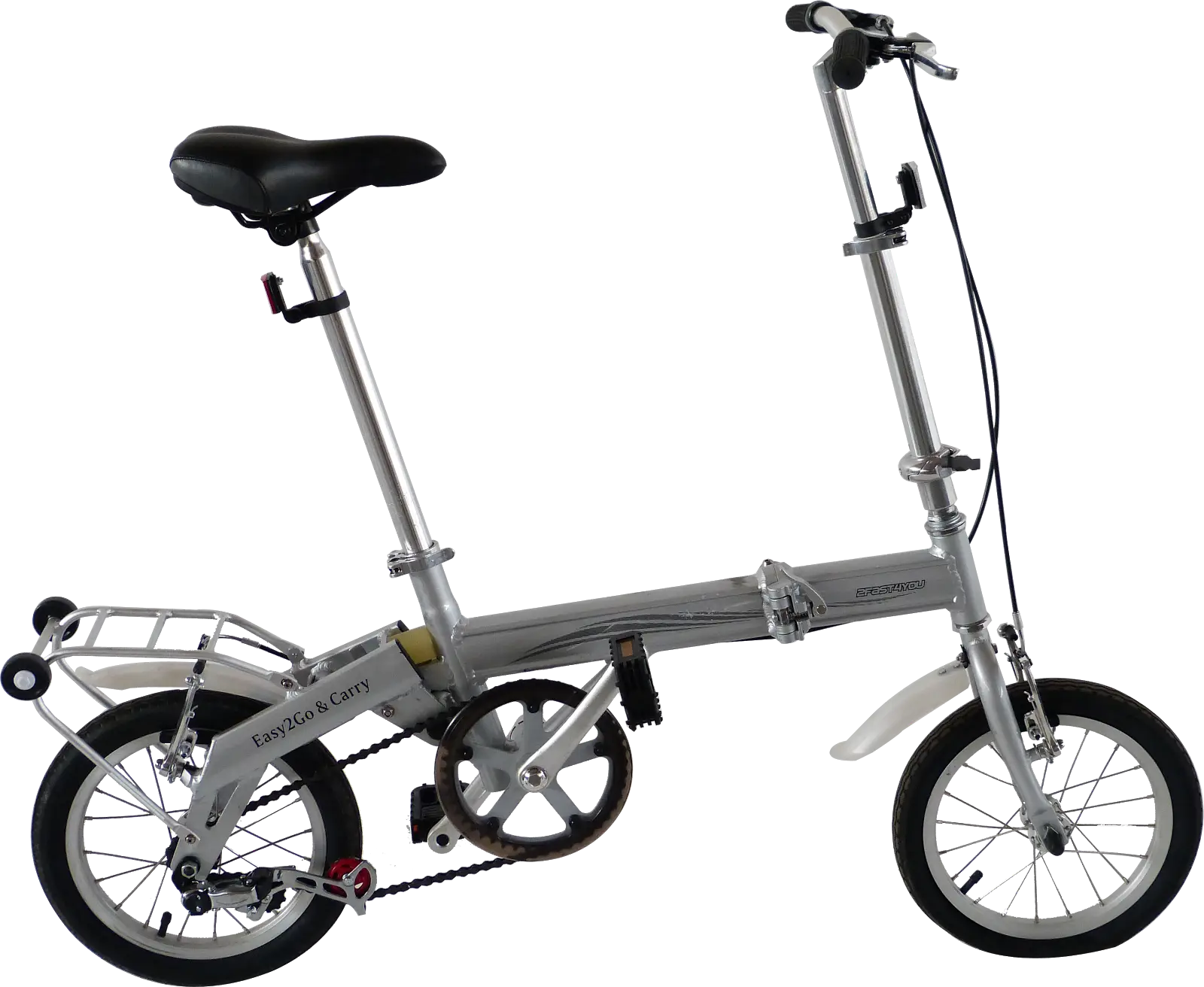 Compact Silver Folding Bicycle