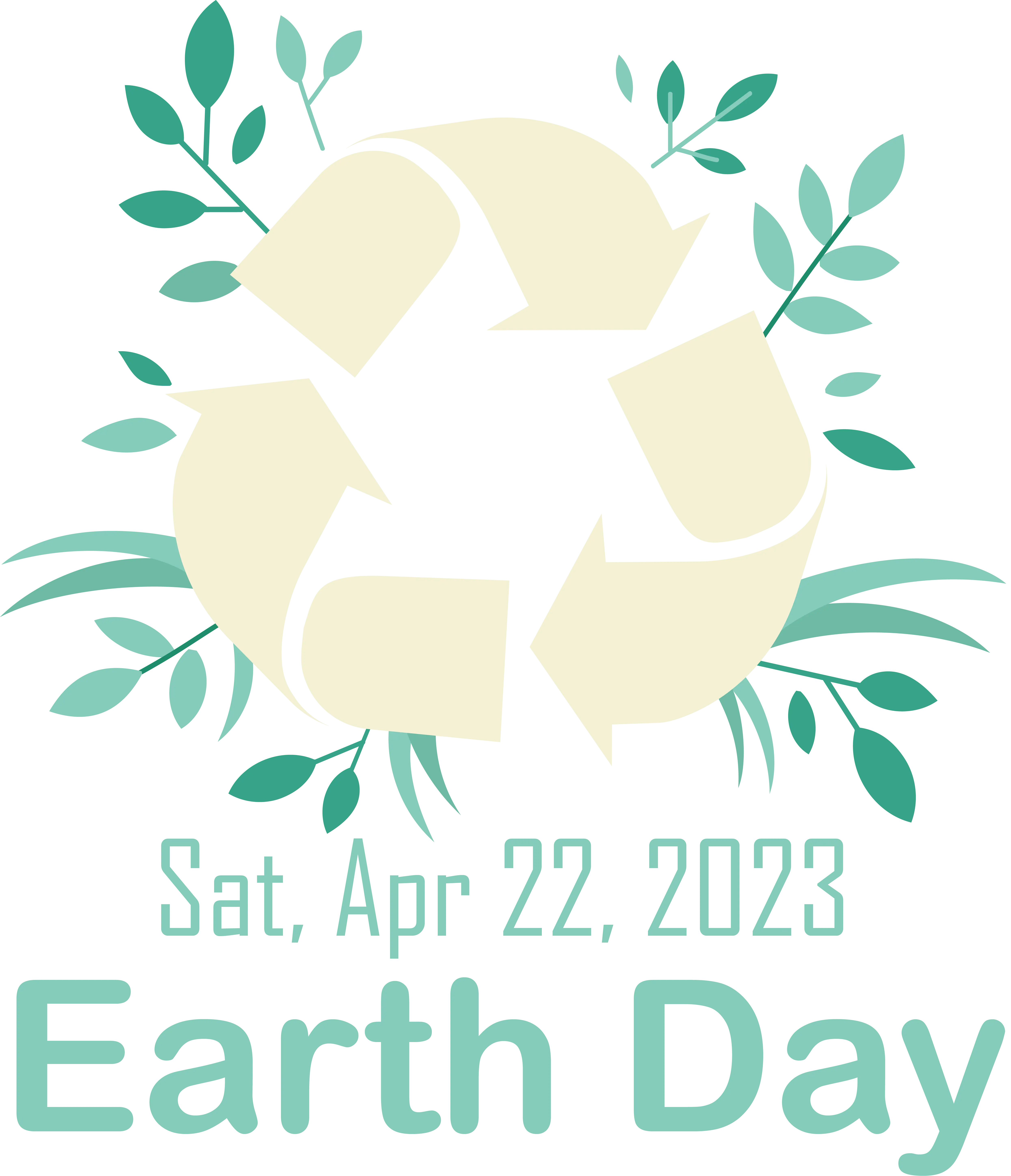 Recycle Symbol and Plants for Earth Day