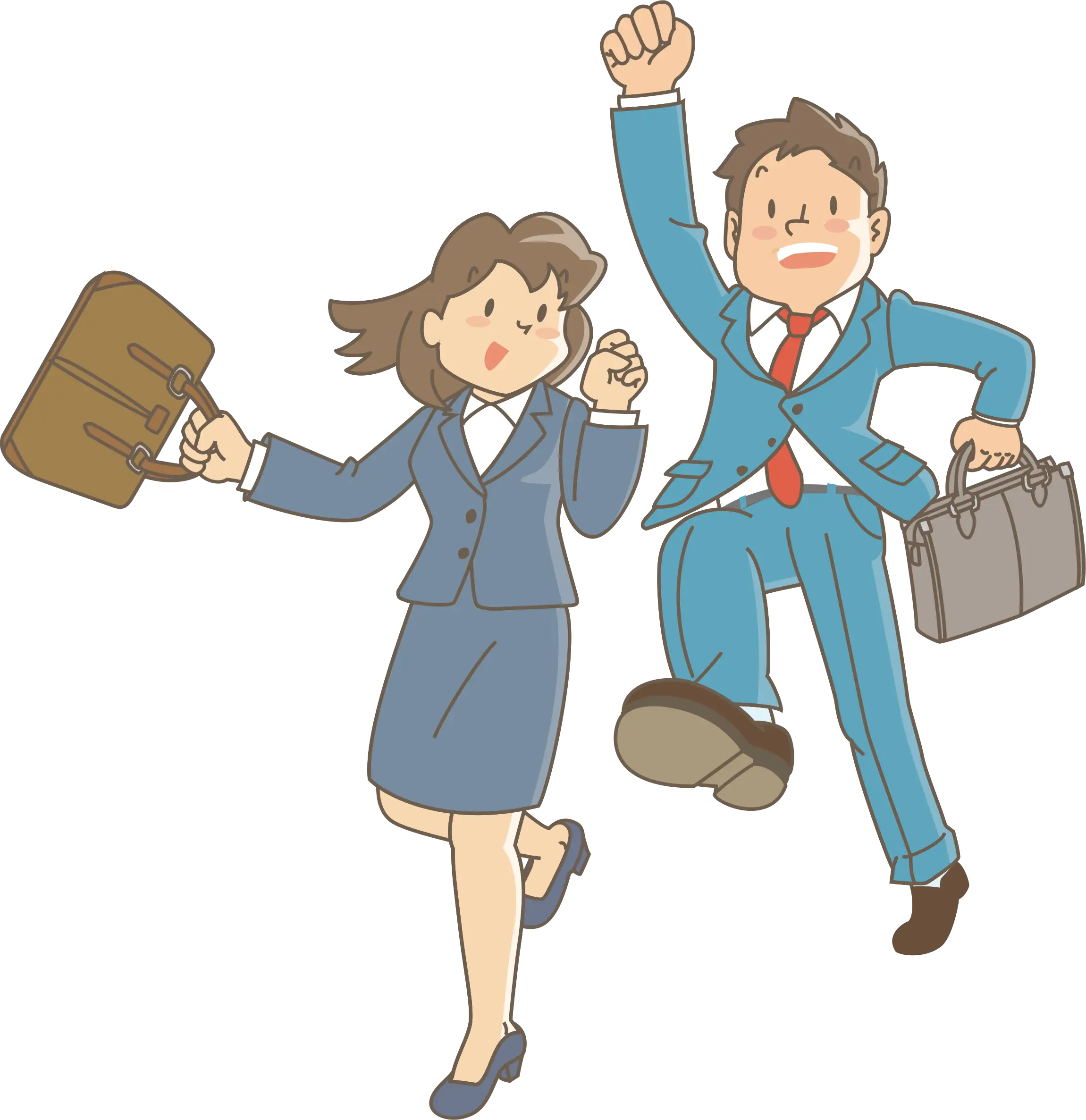 Business People Running with Briefcases