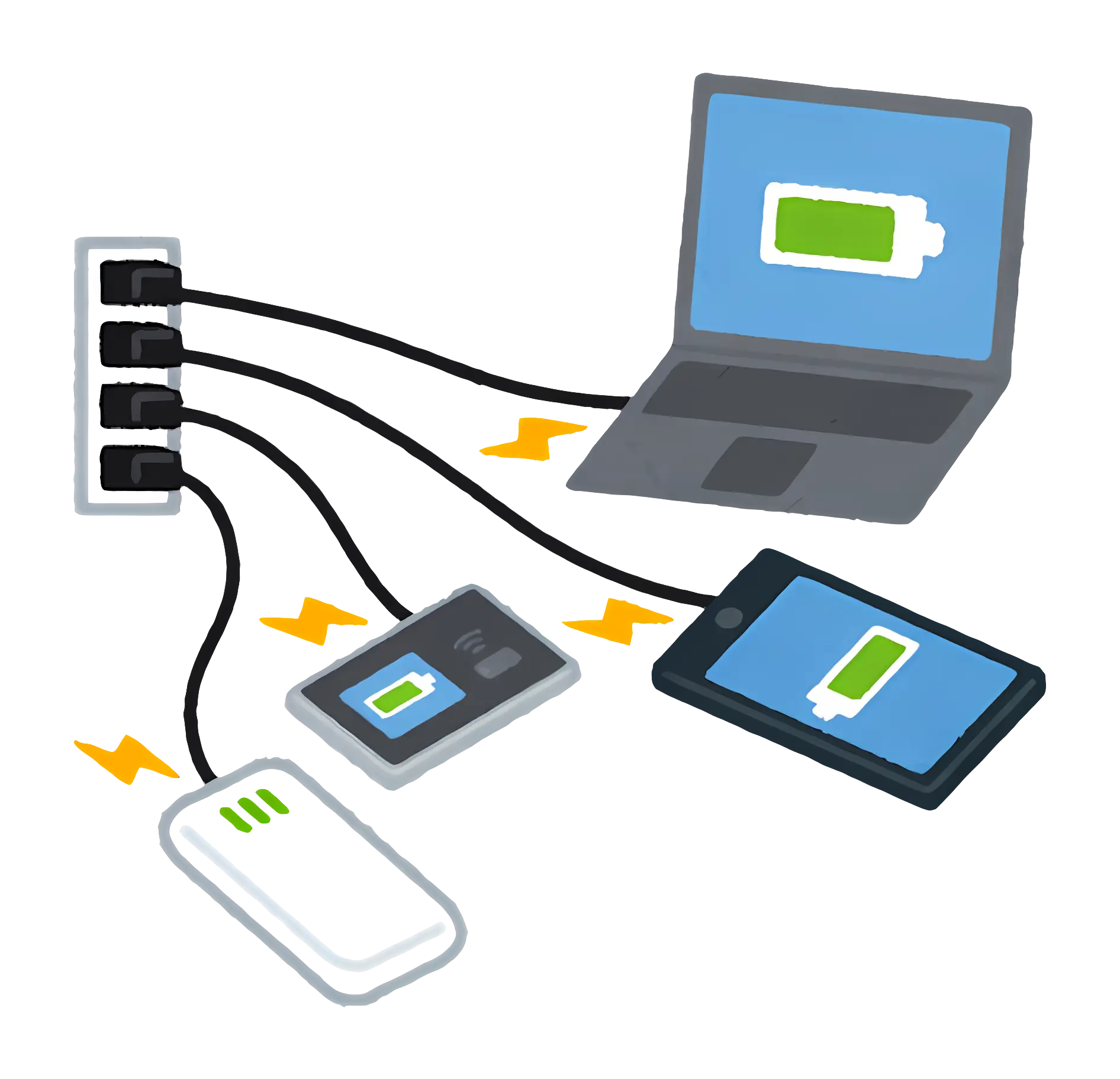 Multiple Charging Devices Connected to Power Source