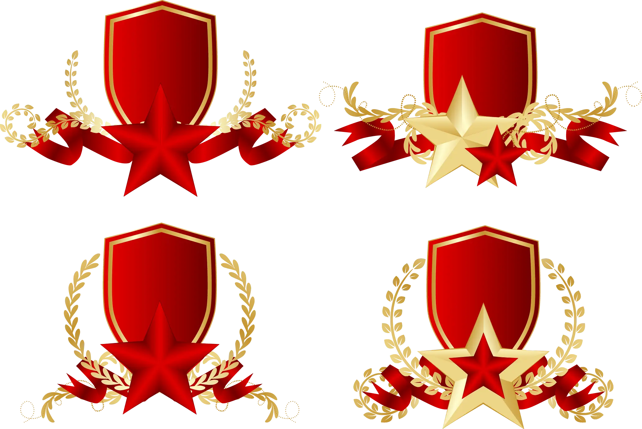 Red Shield and Star-Themed Badge Designs