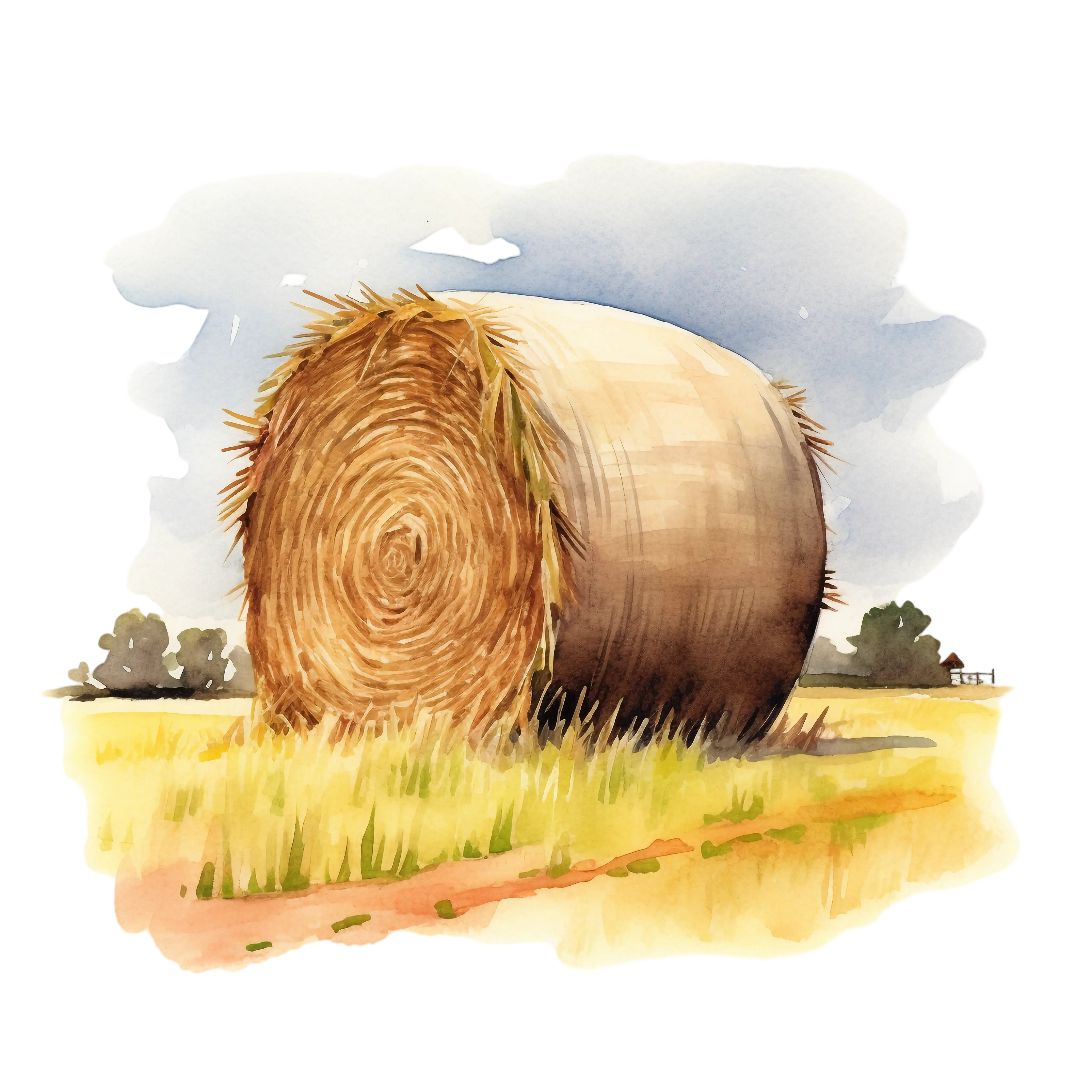 Hay Bale in a Sunny Field