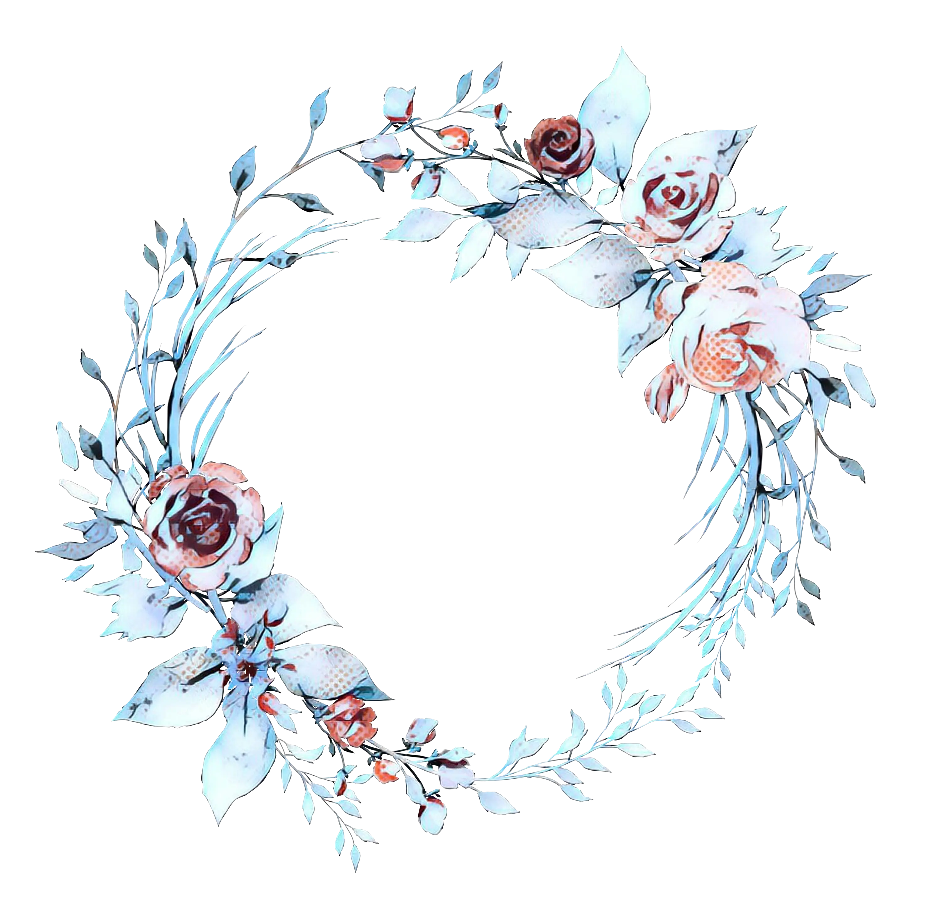 Delicate Floral Wreath with Roses and Leaves
